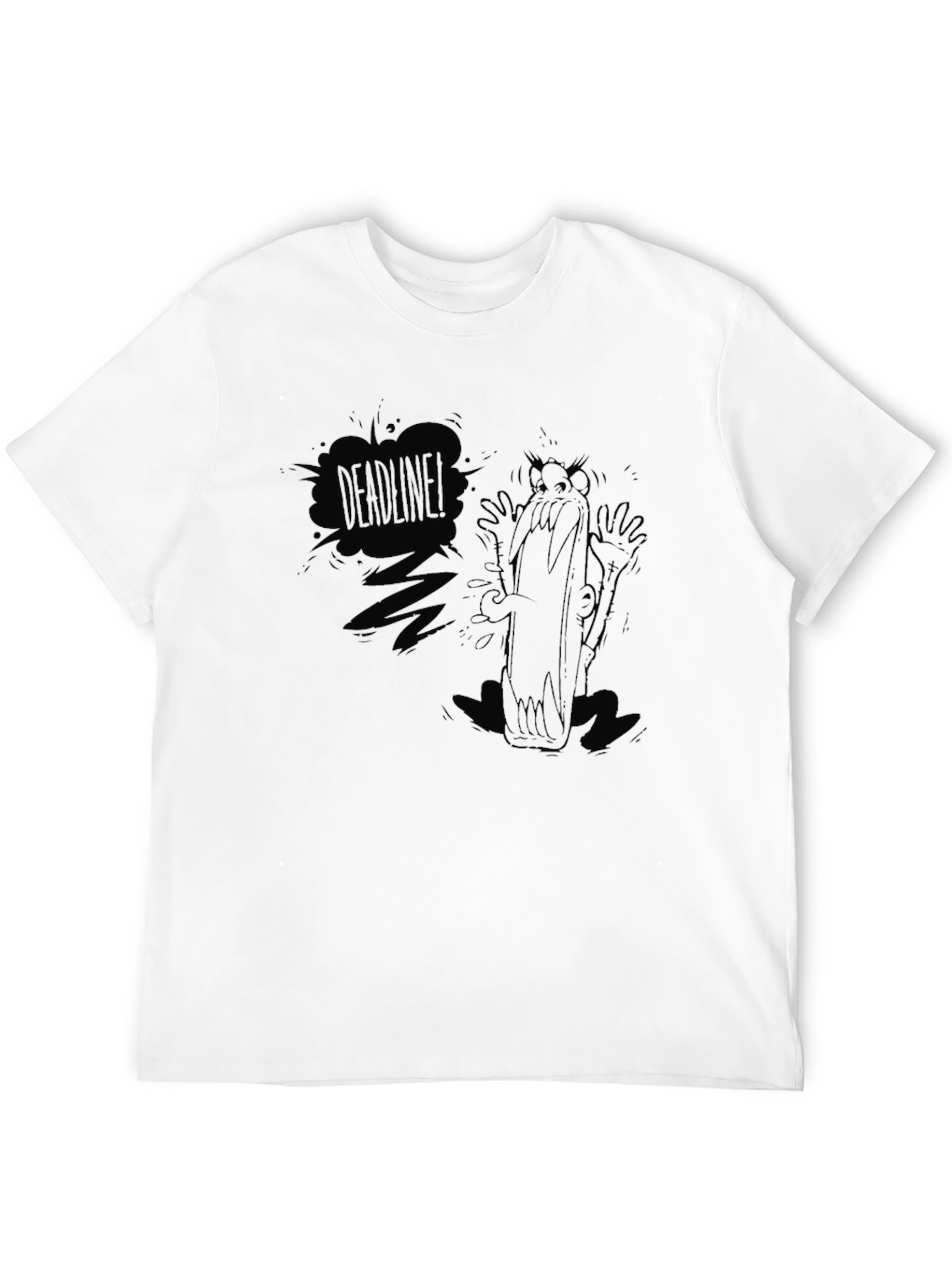 Deadline Cartoon Graphic Black T-Shirt