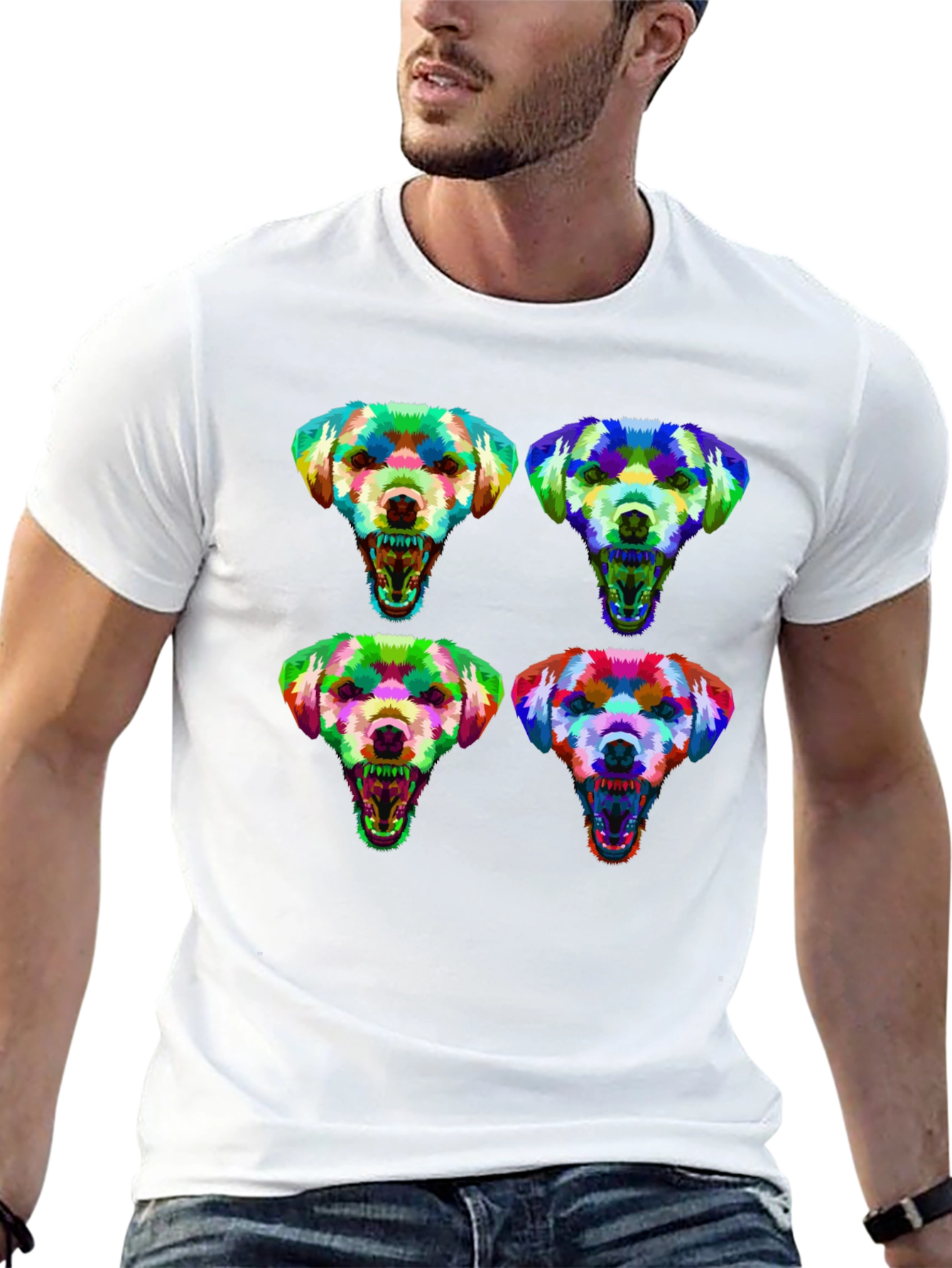 Colorful Dog Head T-Shirt