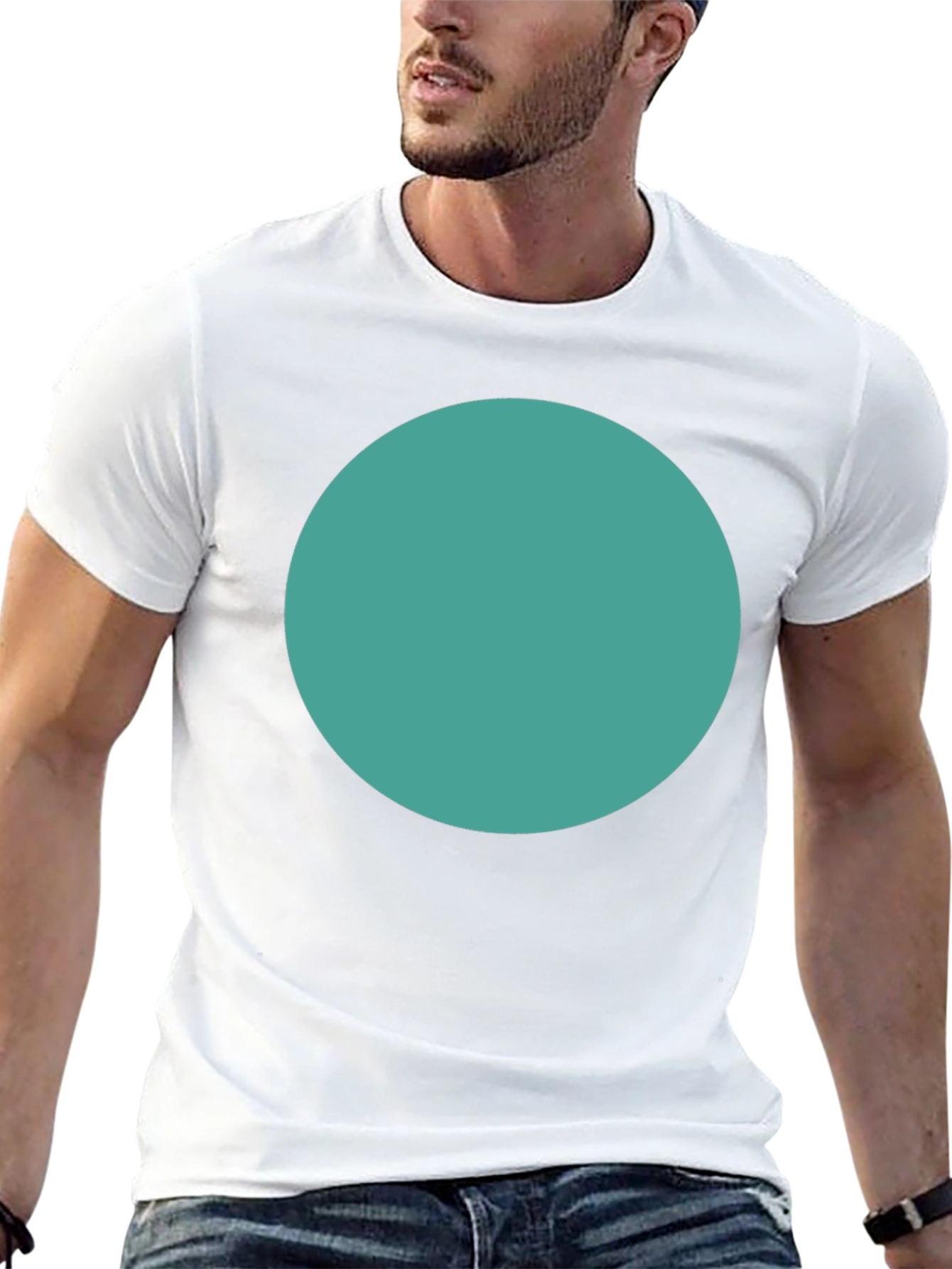 Minimalist Black T-Shirt with Teal Circle Design