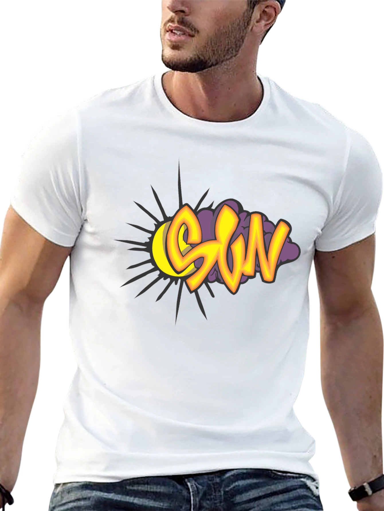 Black SUN Graphic Print Tee