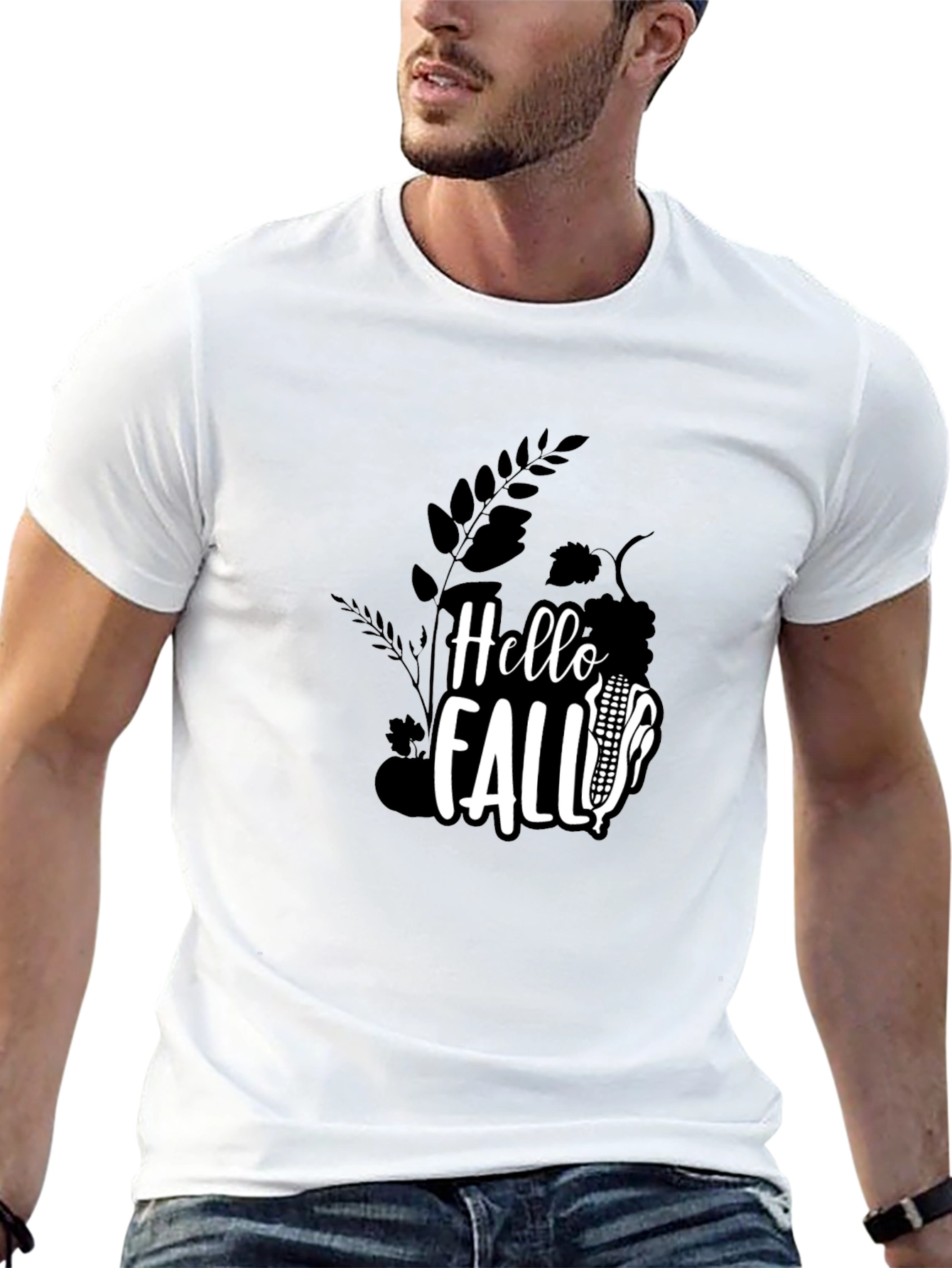 Hello Fall Graphic Tee - Black Cotton Shirt