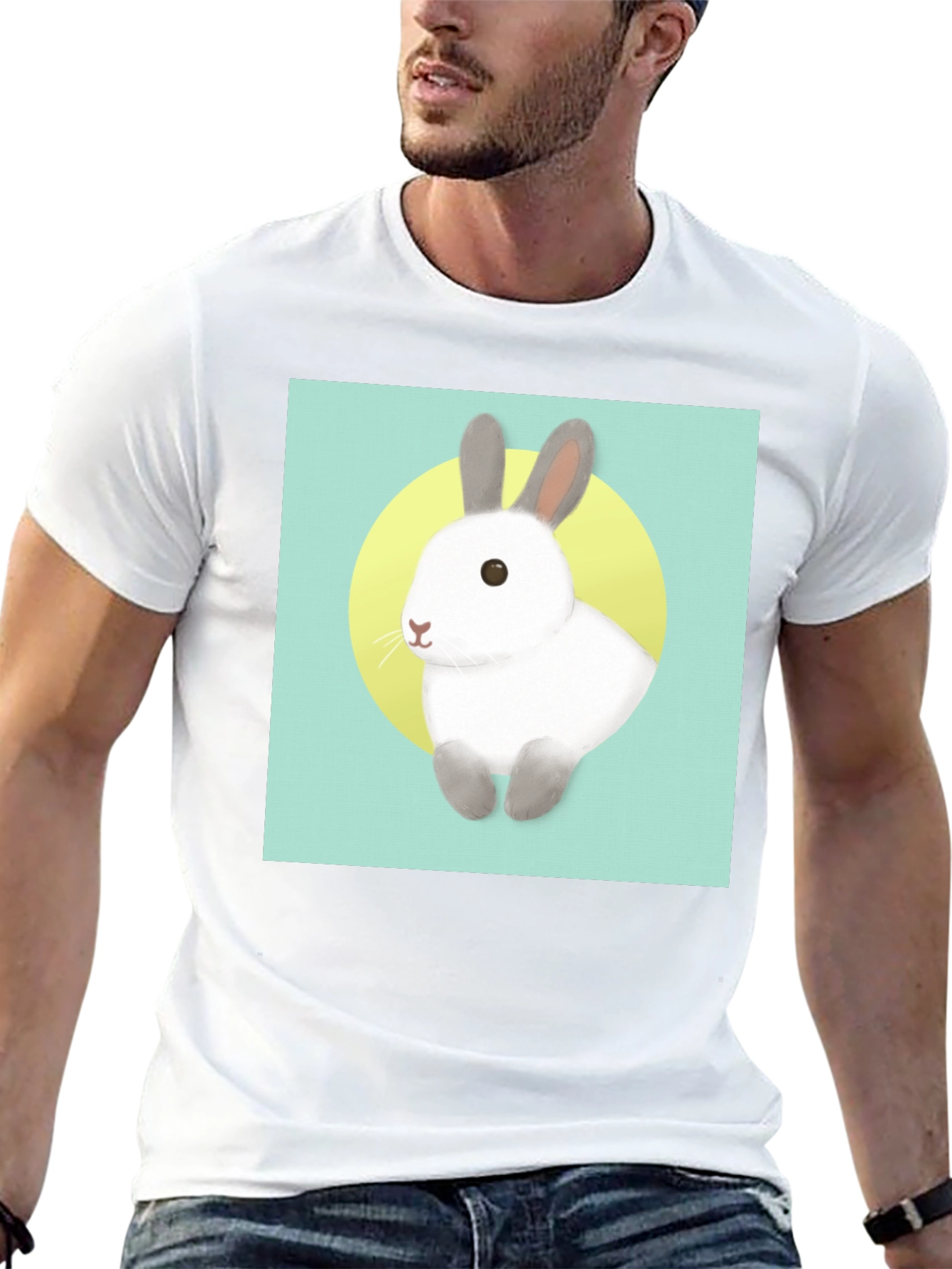 Cute Rabbit Graphic T-Shirt - Black