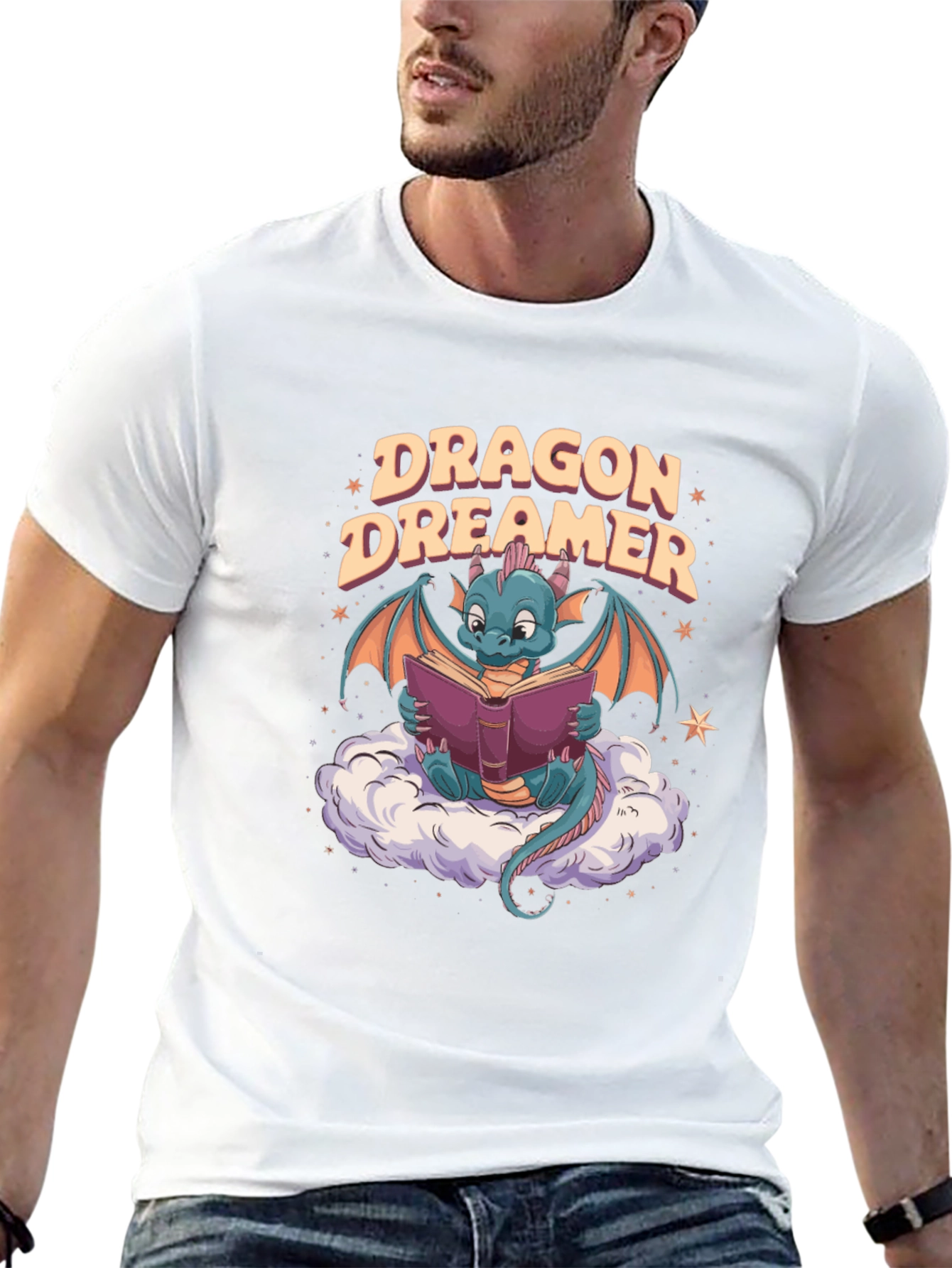 Dragon Dreamer Graphic Tee - Fantasy Bookworm T-Shirt