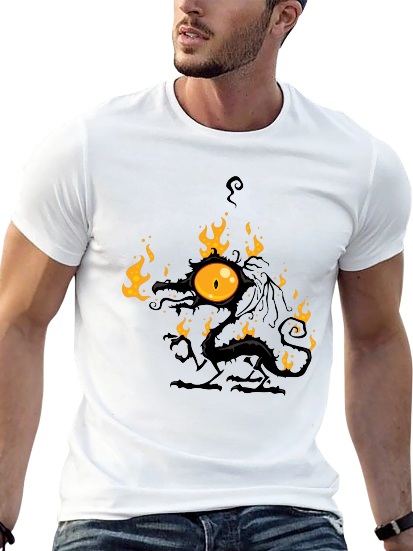 Fiery Eye Dragon Black T-Shirt