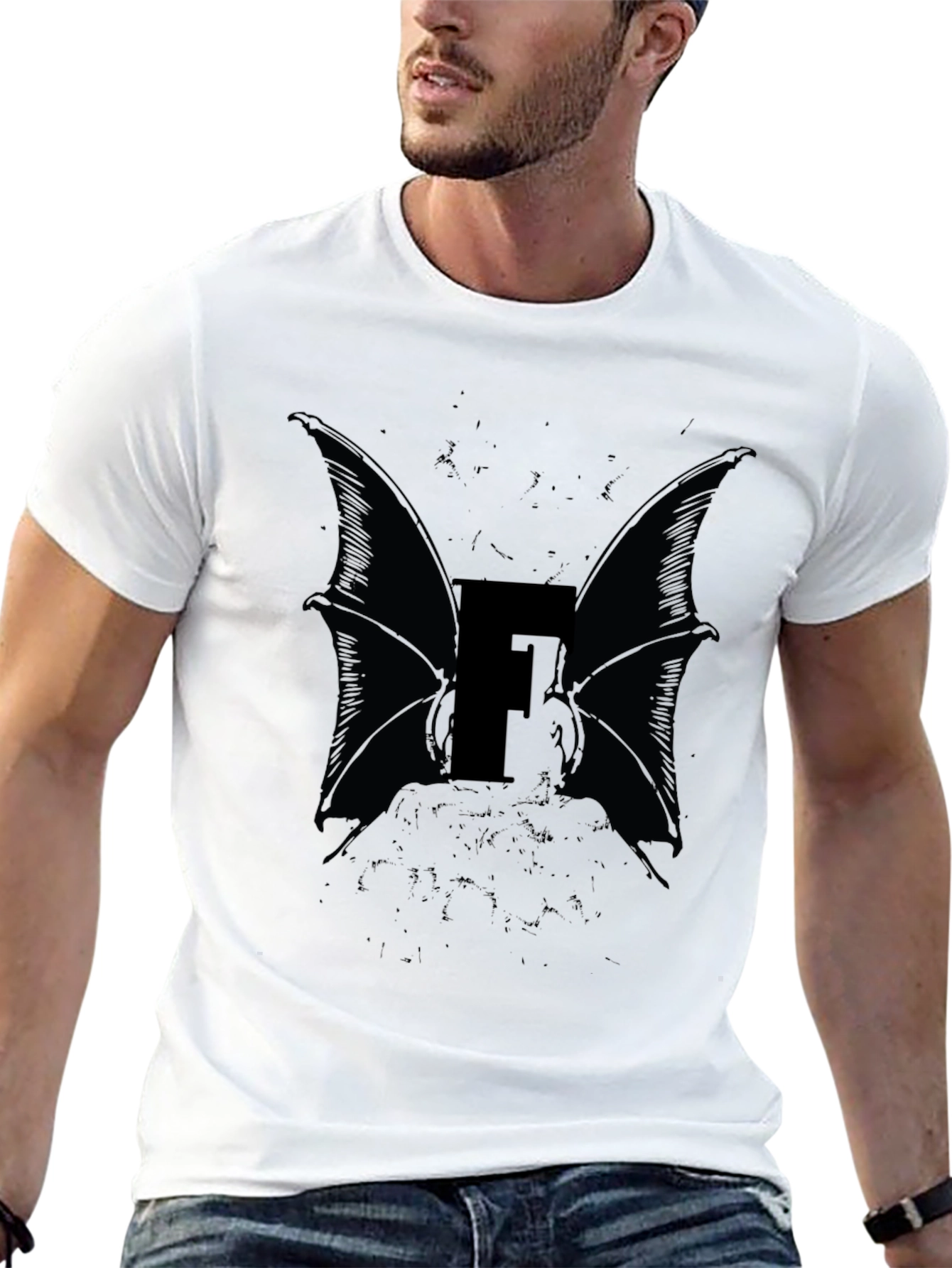 Bat Wing Letter F Graphic Tee