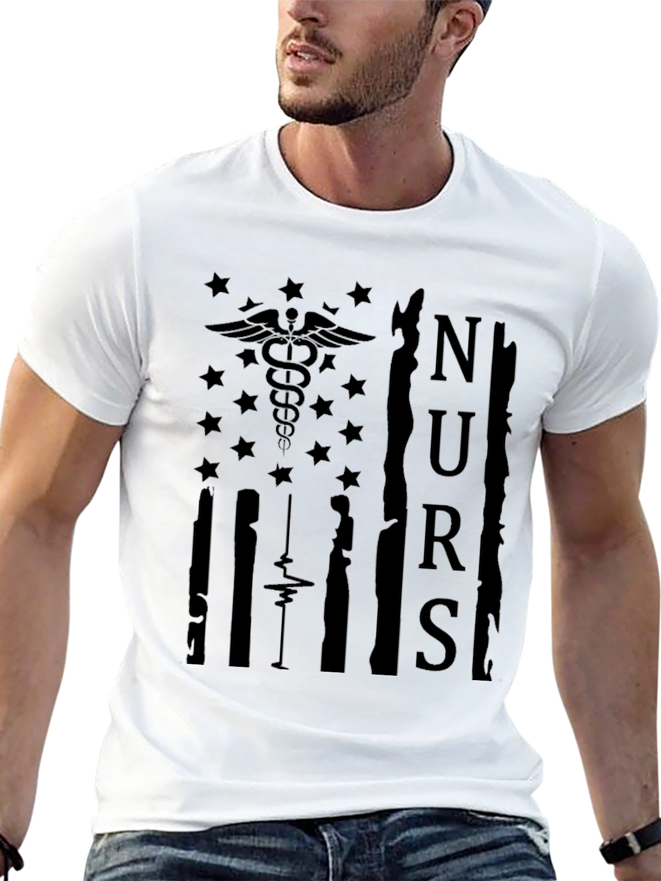 Nurse Flag Graphic Tee - Black