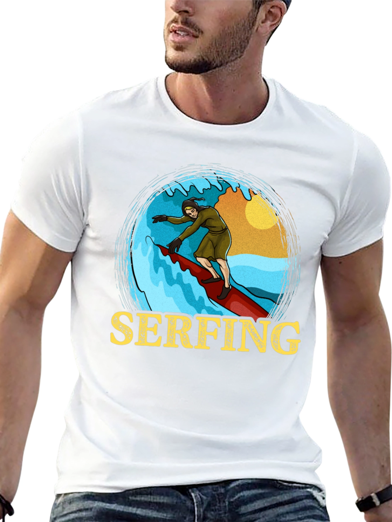 Serfing T-Shirt: Retro Surfer Design