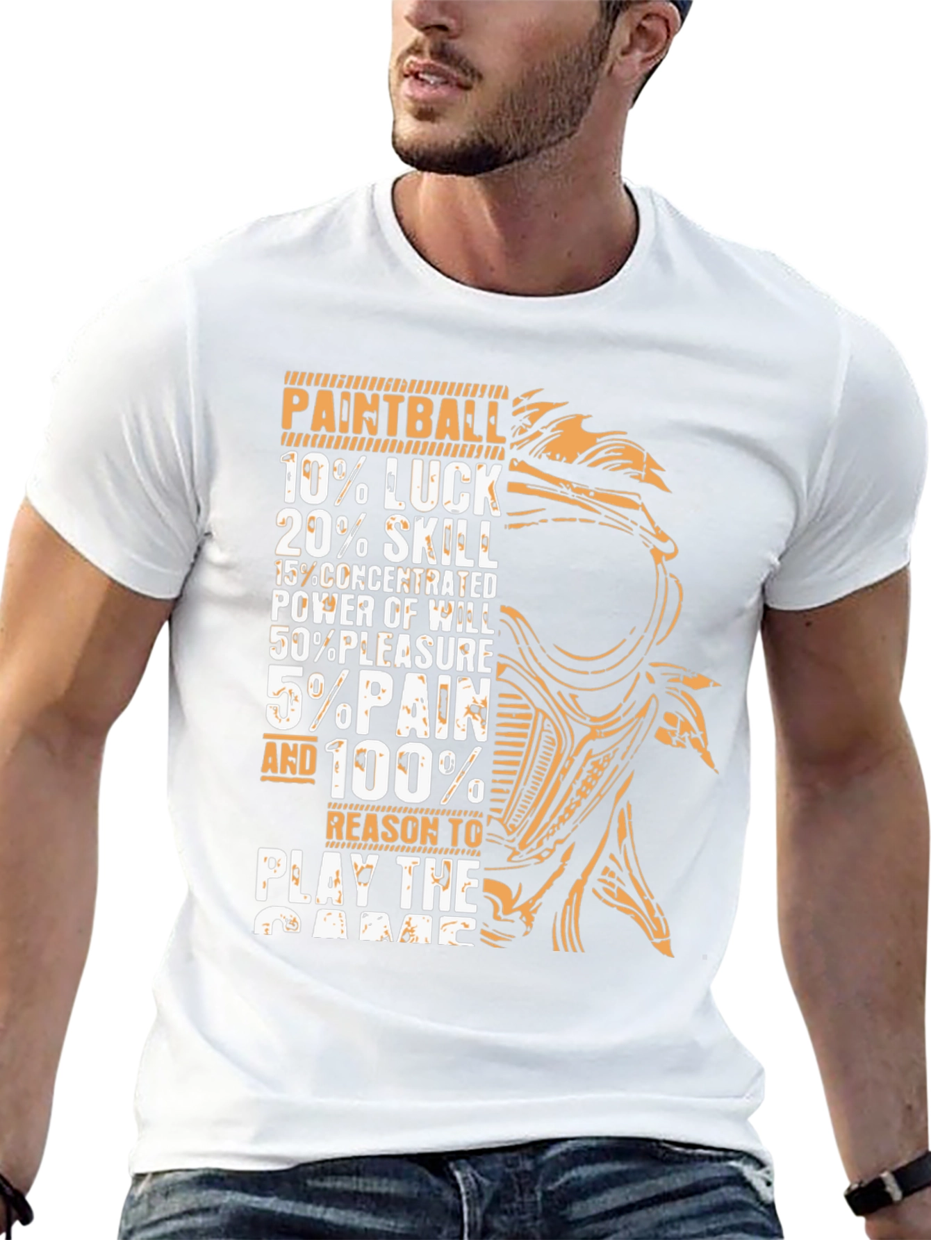 Paintball T-Shirt: Luck Skill Power Pleasure Pain