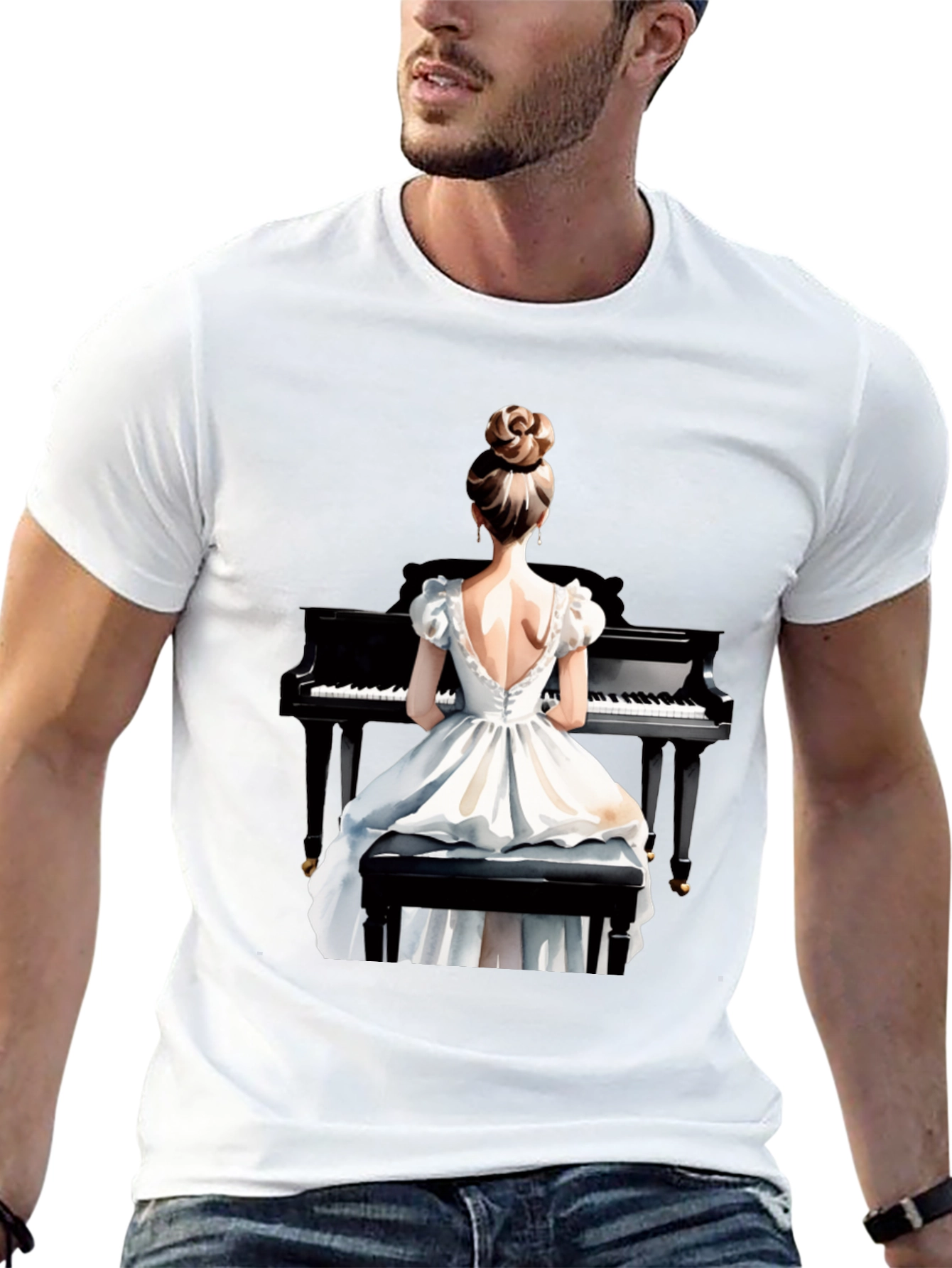 Piano Woman Graphic Tee - Stylish Musician T-Shirt