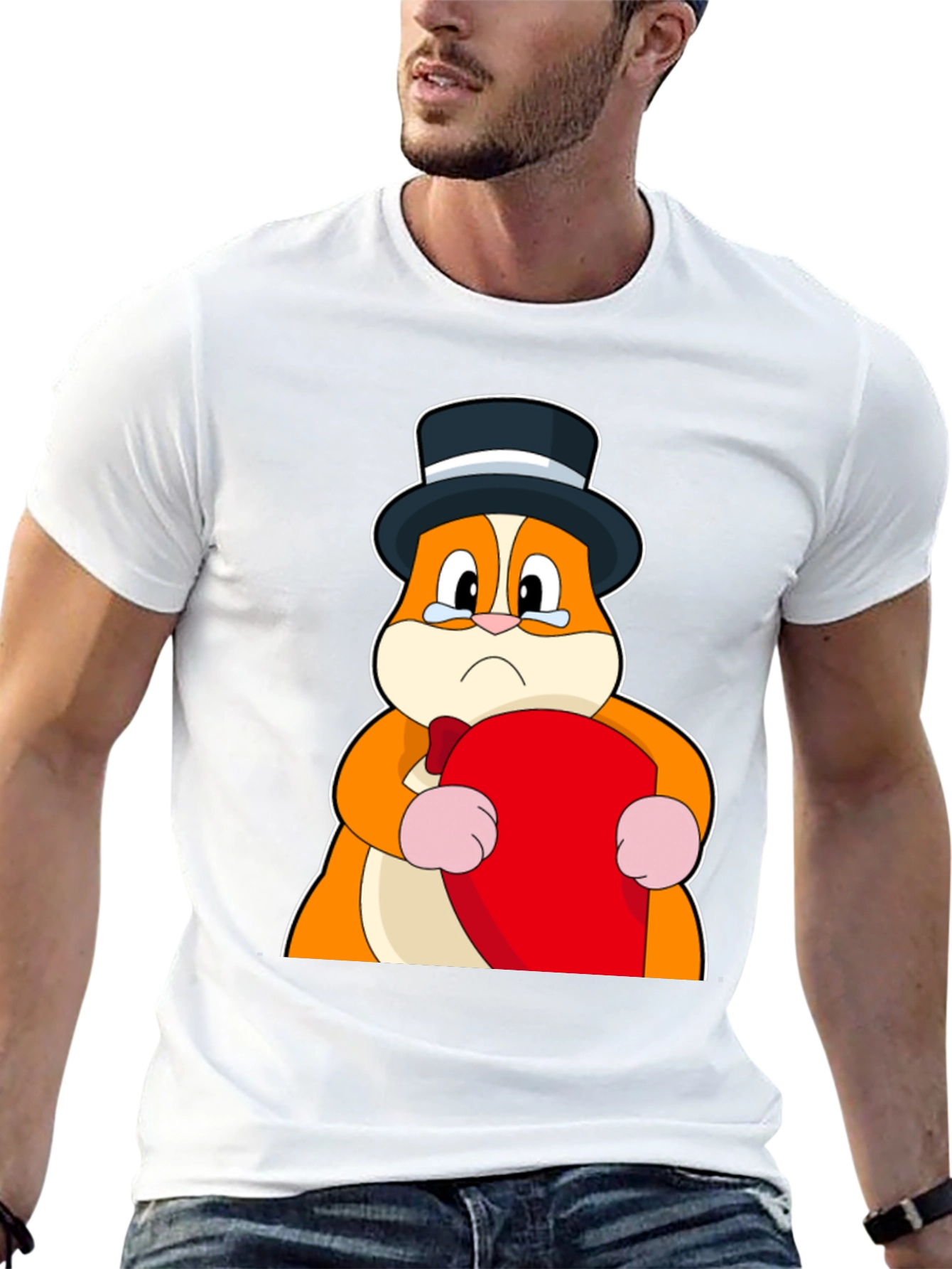 Sad Hamster Top Hat Graphic T-Shirt
