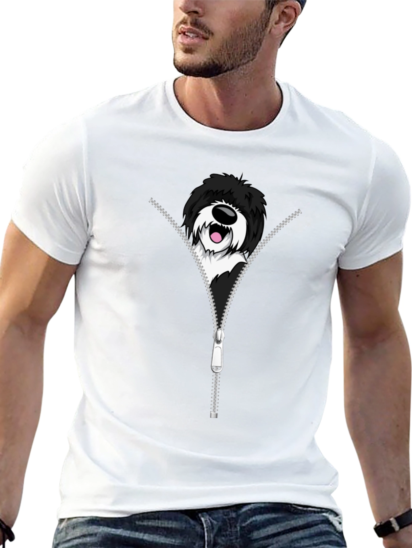 Dog Zipper T-Shirt - Unique Graphic Tee