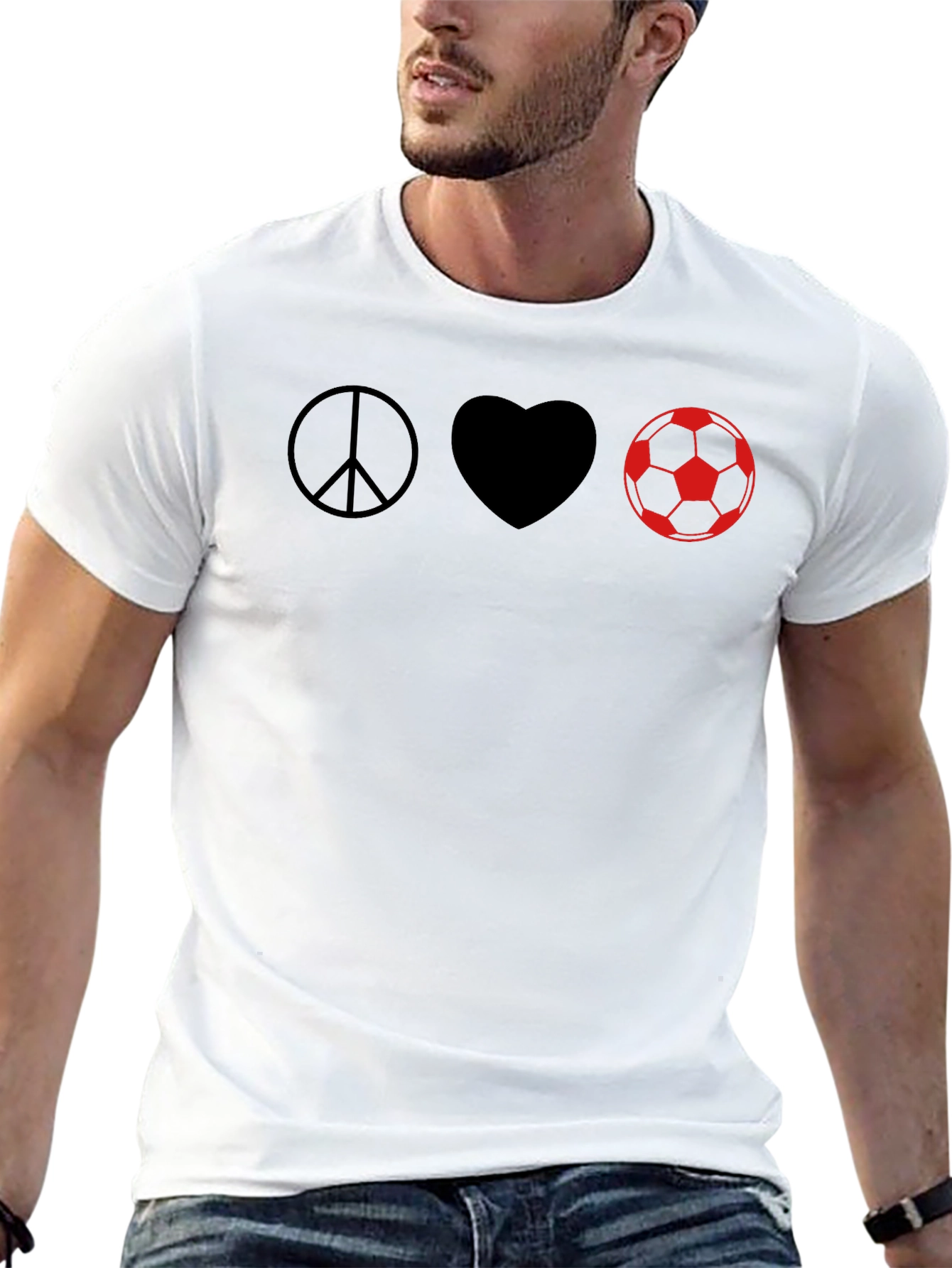 Peace Love Soccer T-Shirt - Black