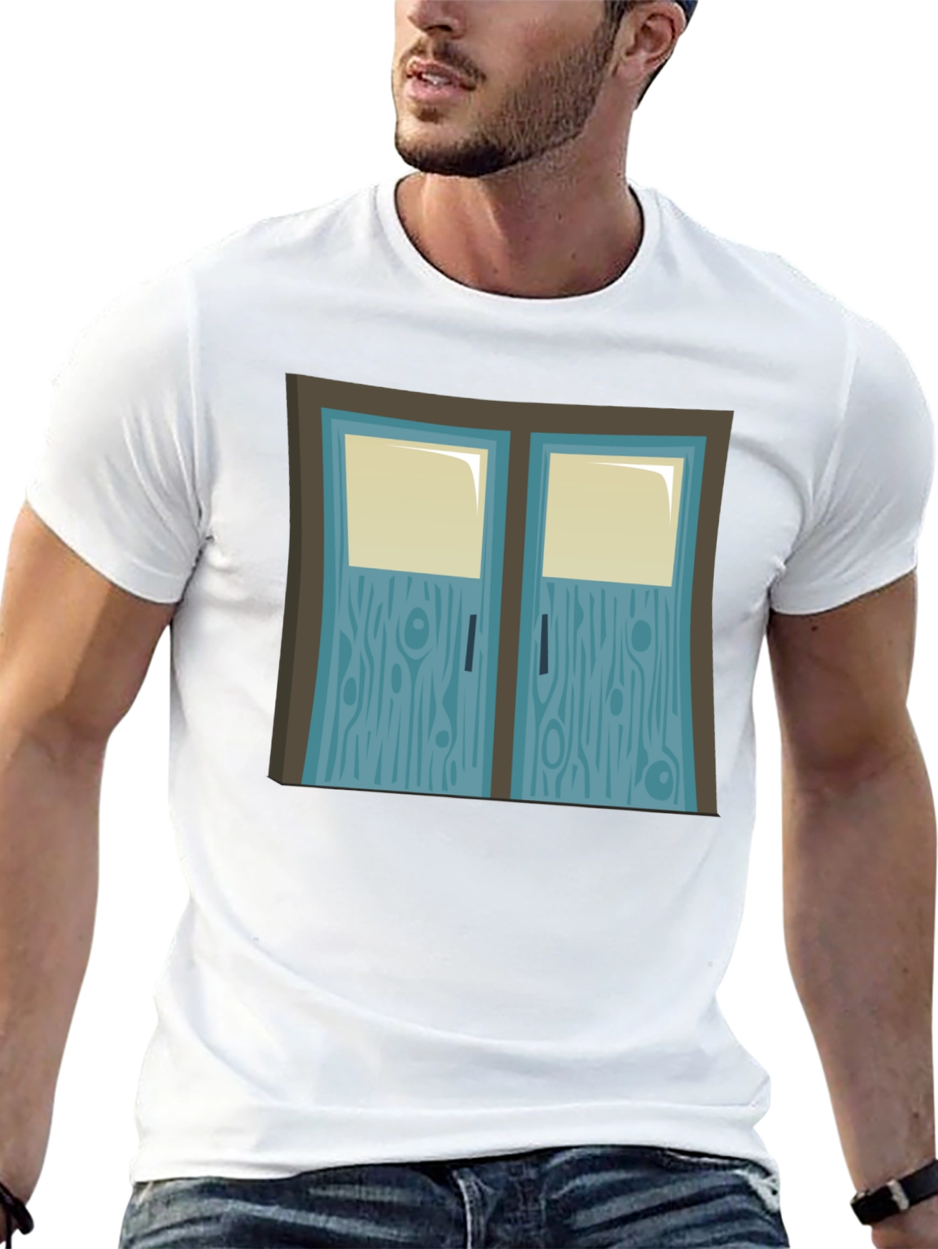 Cartoon Double Door Graphic Tee