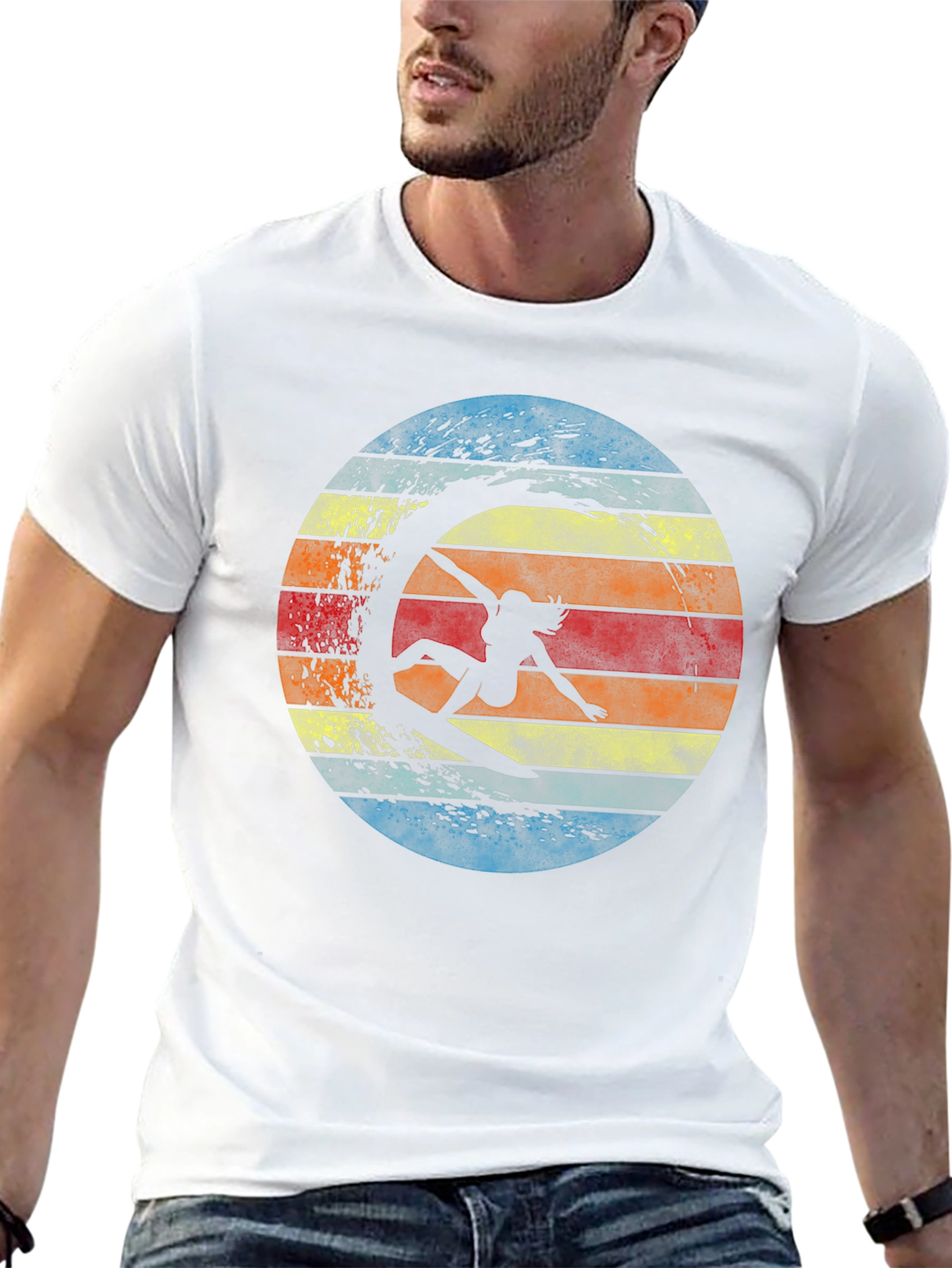Retro Surfer Silhouette Graphic Tee
