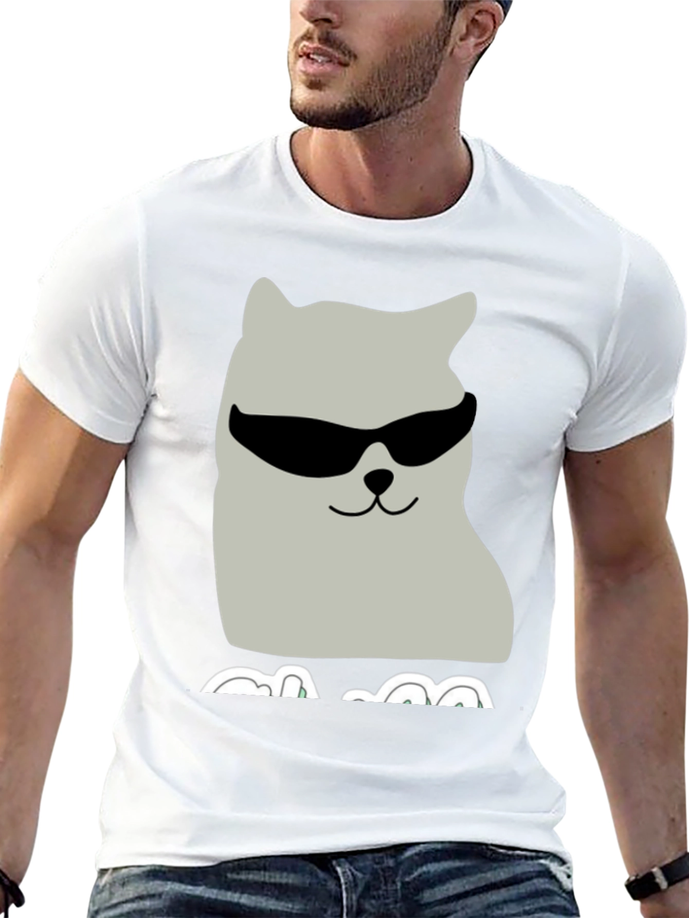 Cool Cat Graphic Tee - Black Cotton T-Shirt