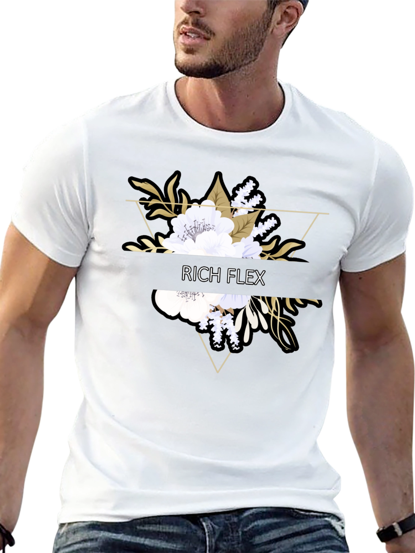 Rich Flex Floral Graphic Black T-Shirt