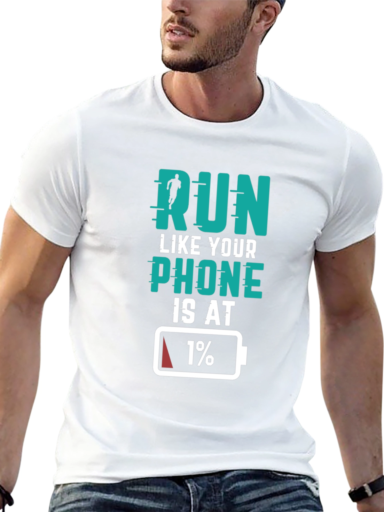 Run Like Your Phone Is At 1% Black T-Shirt