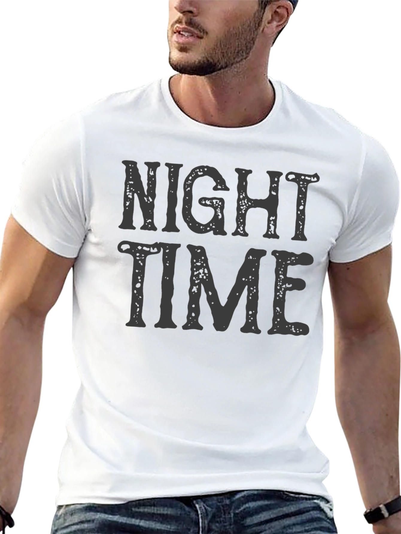 Night Time Graphic Print T-Shirt - Casual Wear
