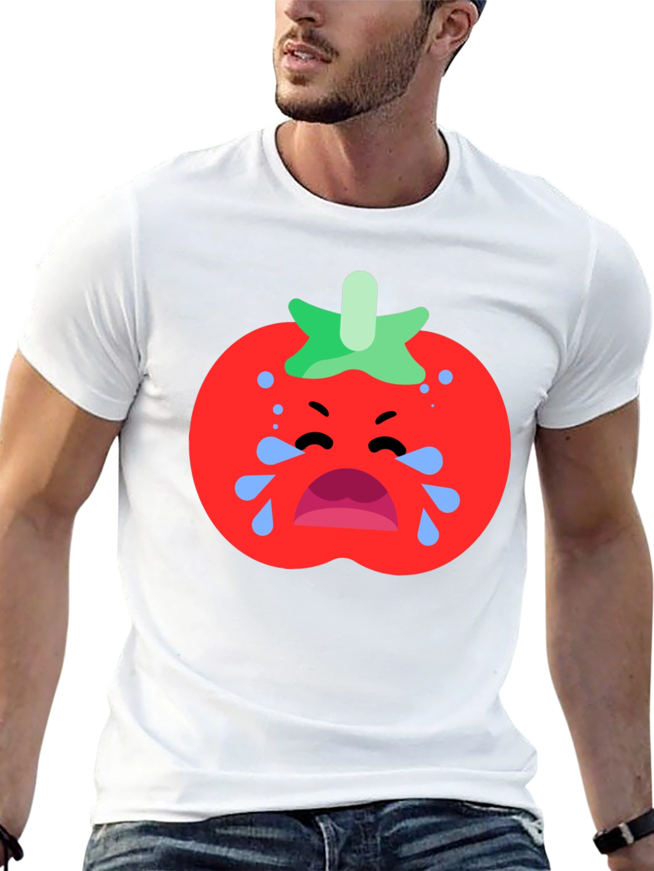 Crying Tomato Graphic Tee - Black Cotton T-Shirt