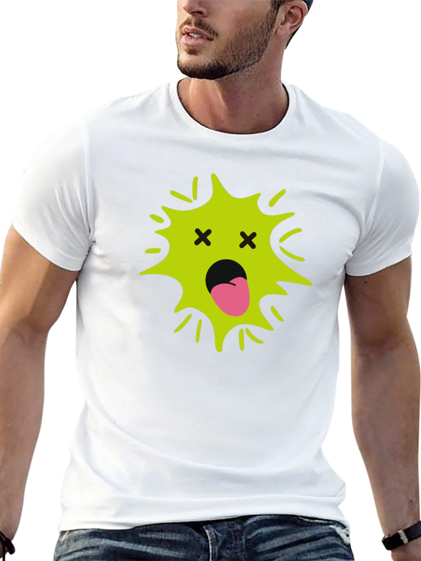 Funny Black T-Shirt with Green Face
