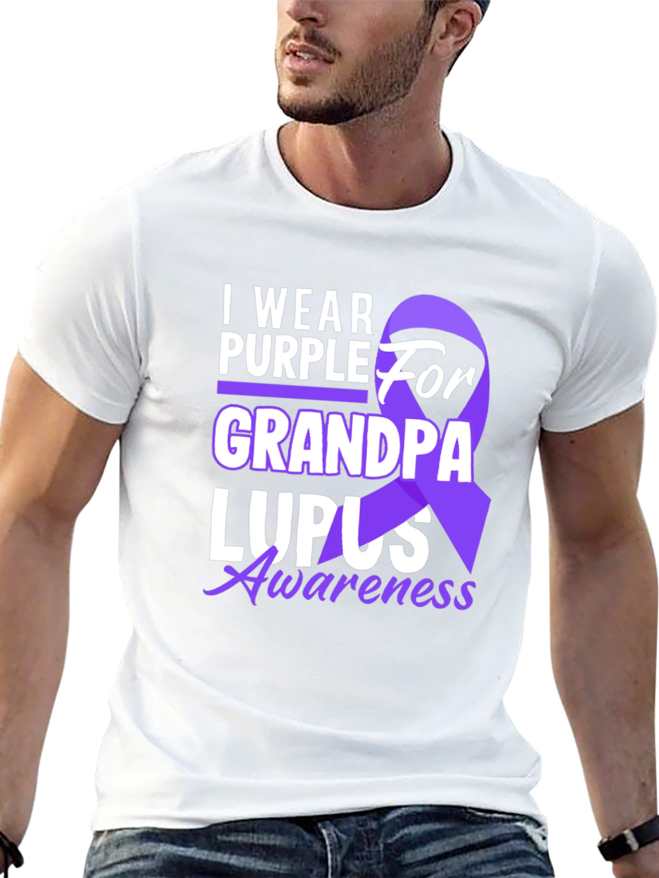 I Wear Purple for Grandpa Lupus Awareness T-Shirt
