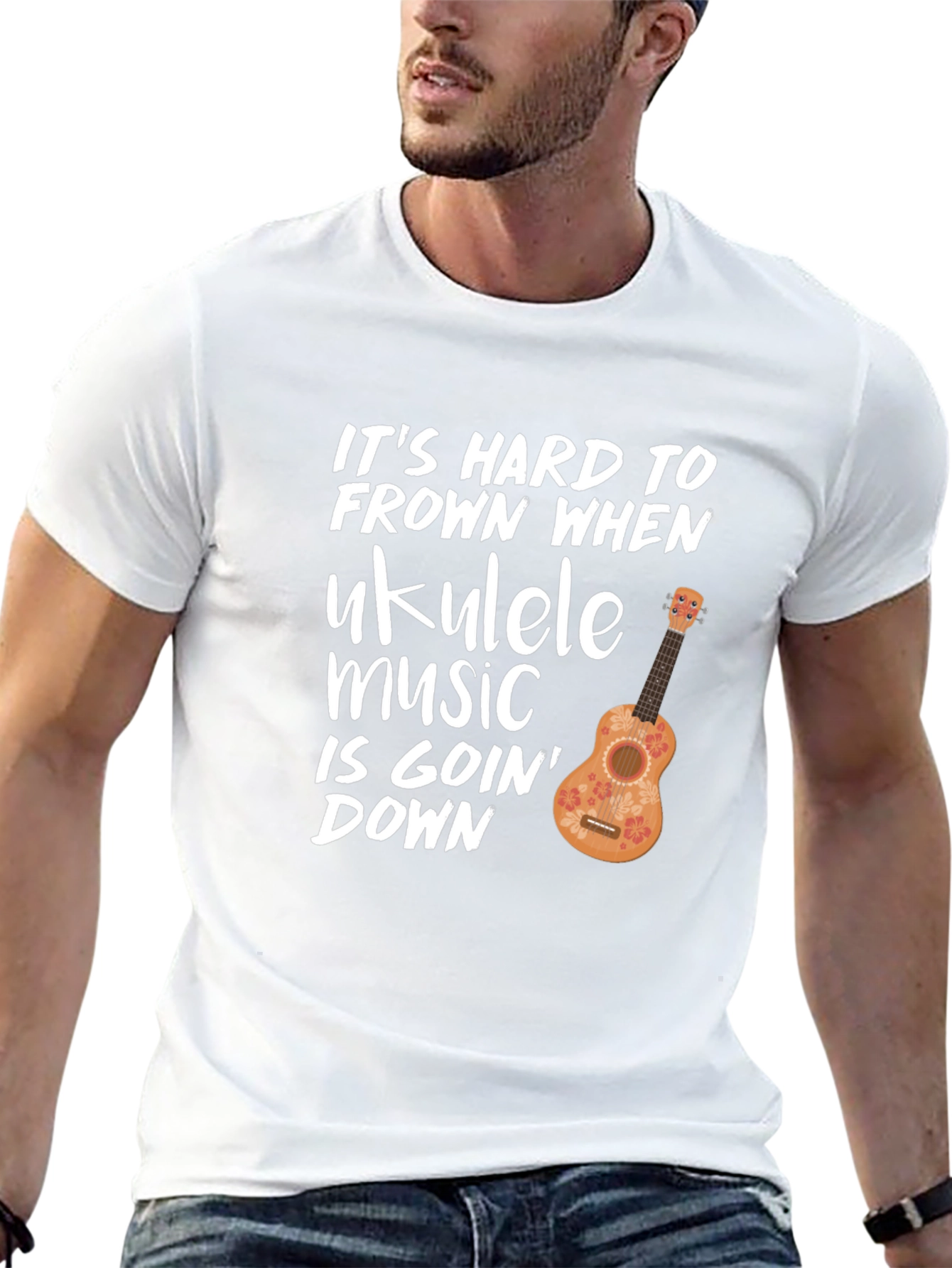 Ukulele Music T-Shirt - Hard to Frown Graphic Tee