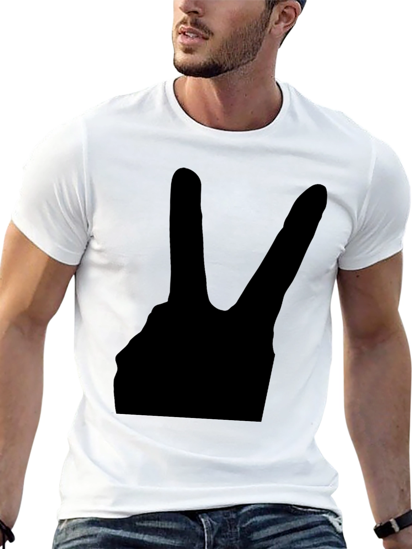 Peace Sign Graphic Black T-Shirt - Relaxed Fit