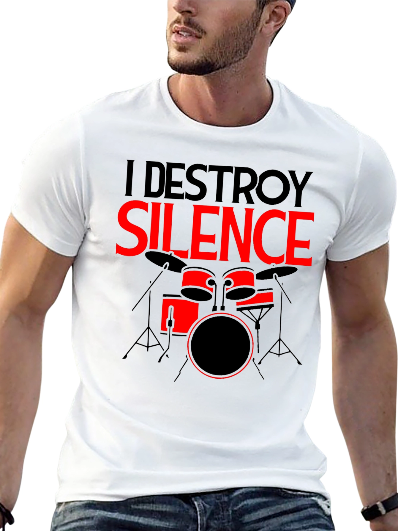 I Destroy Silence Drummer Graphic Tee - Black