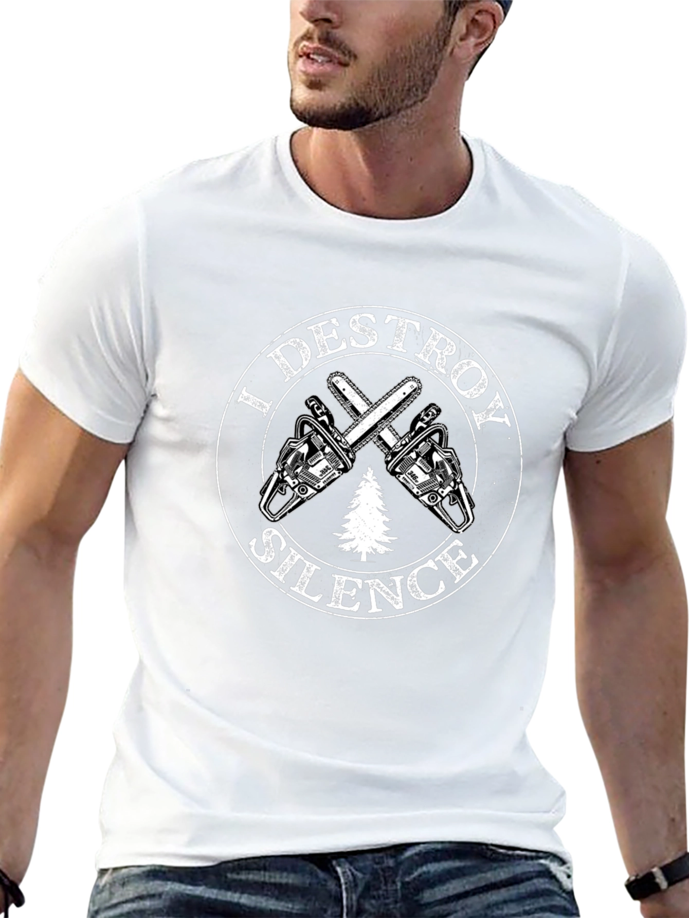 I Destroy Silence Chainsaw Graphic Tee - Black