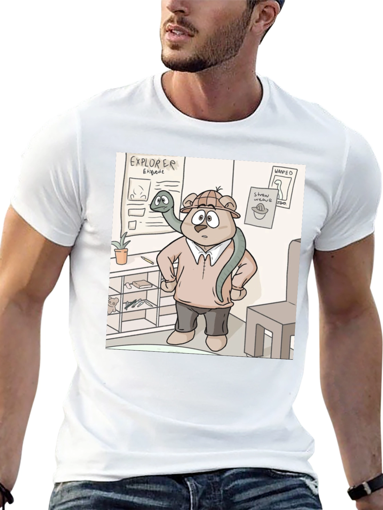Cartoon Bear Explorer T-Shirt