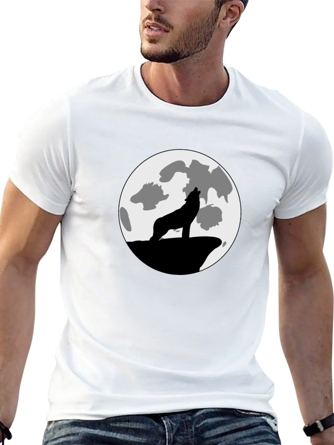 Wolf Moon Graphic Tee - Black Cotton T-Shirt