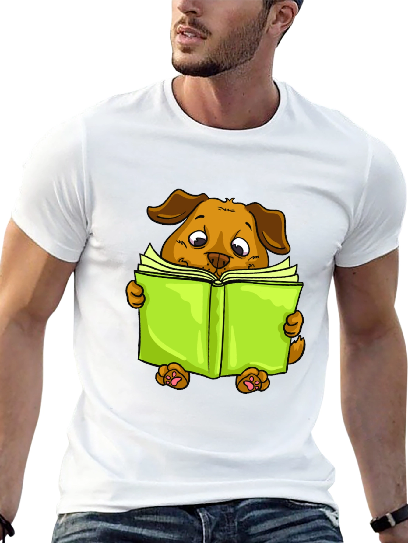 Reading Dog Graphic Tee - Soft Cotton Blend