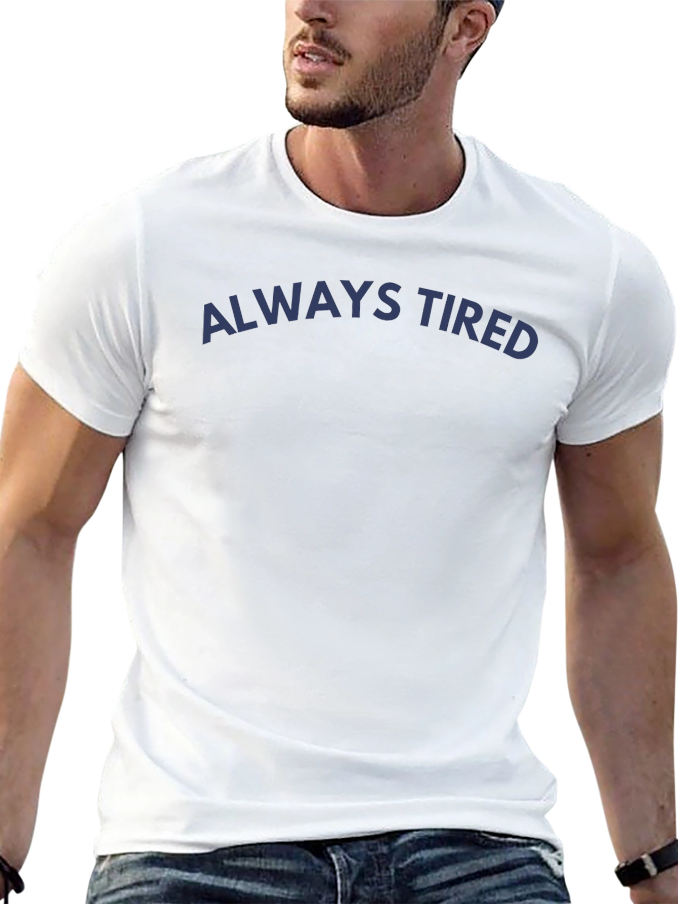 Always Tired Graphic T-Shirt - Dark Blue Print