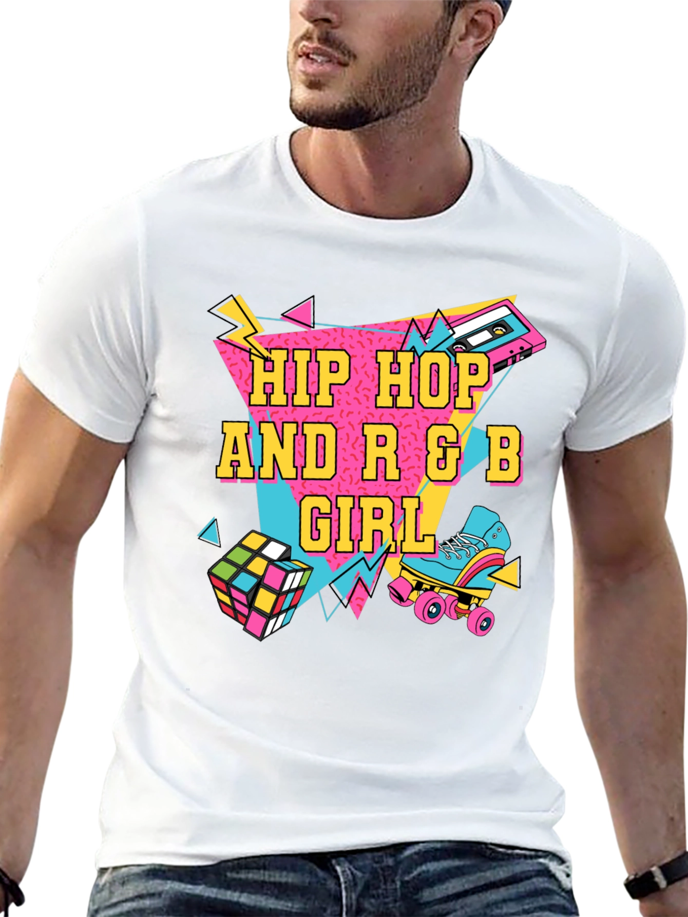 Hip Hop R&B Girl Black T-Shirt - 80s Style