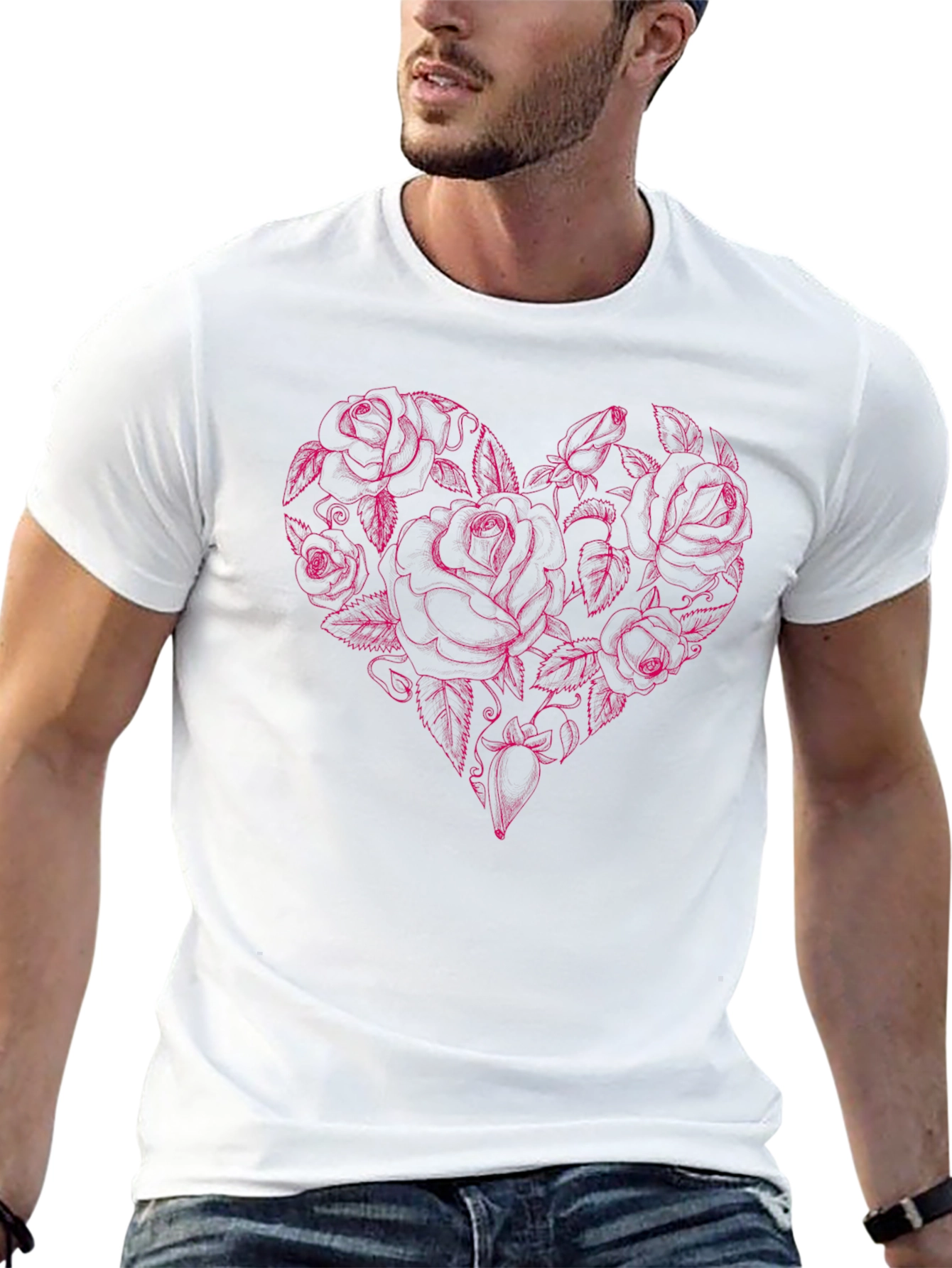 Rose Heart Graphic Tee - Black Cotton