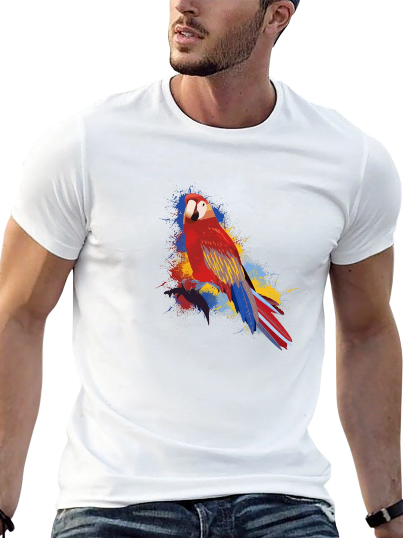 Parrot Graphic Black T-Shirt - Vivid and Stylish Design