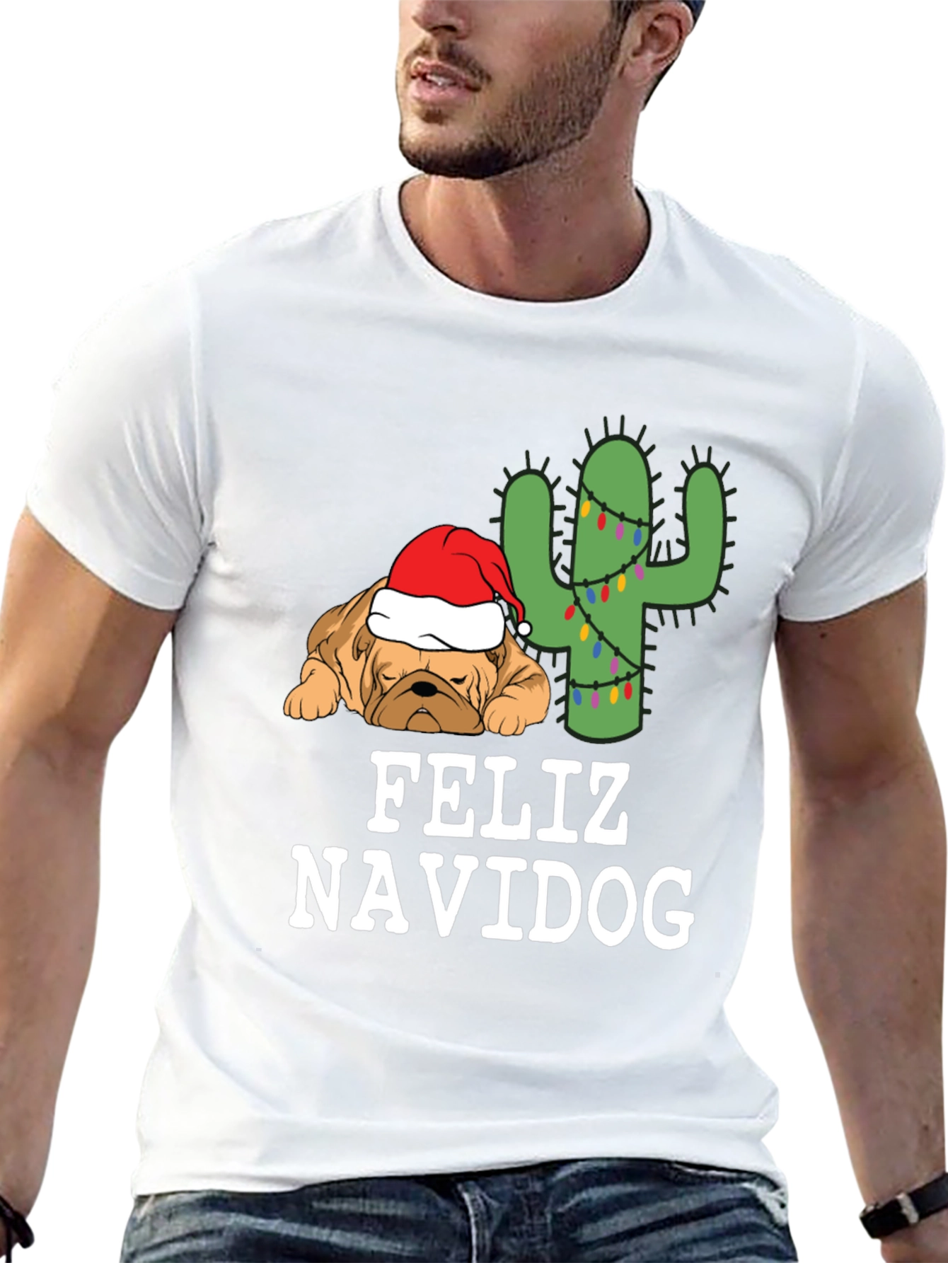 Feliz Navidog T-Shirt - Holiday Dog & Cactus Tee