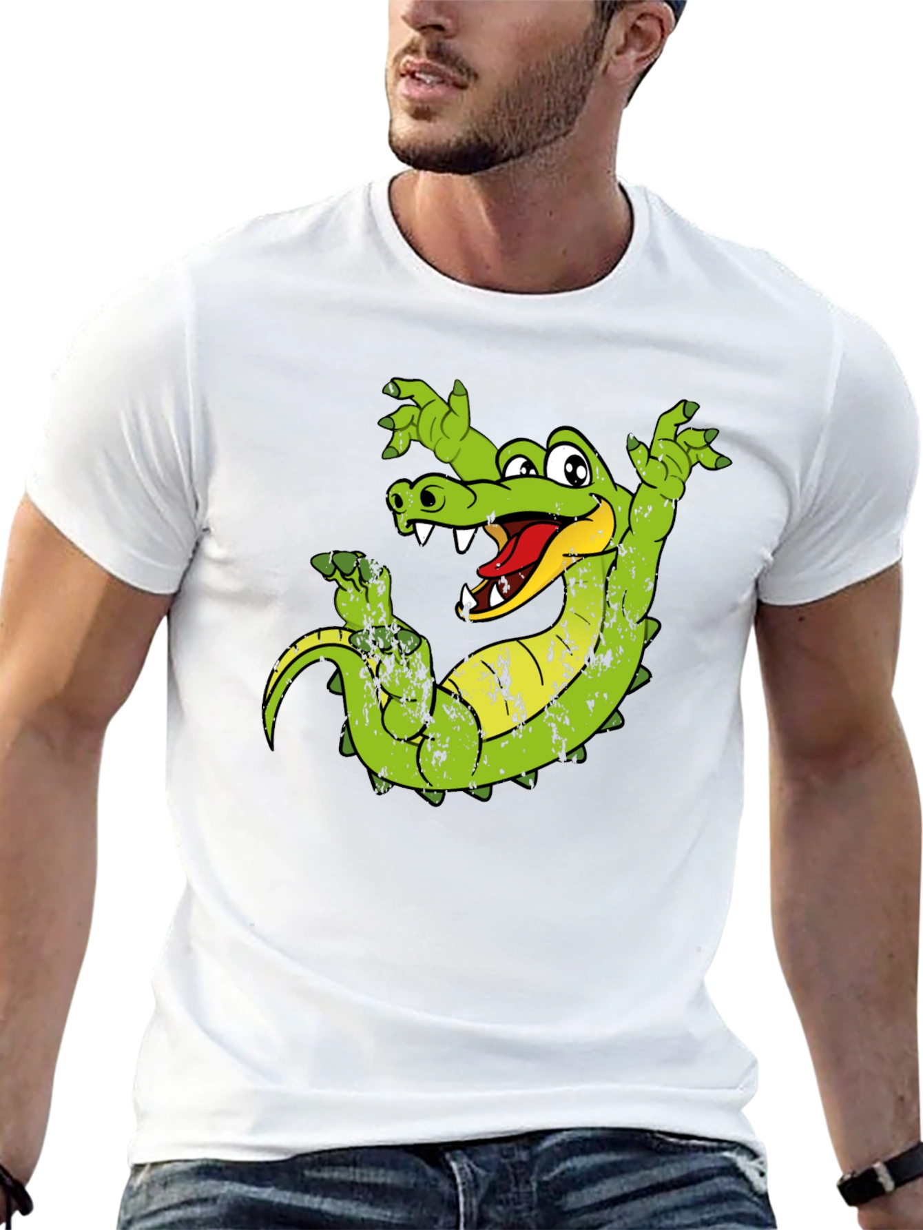 Cartoon Alligator Graphic T-Shirt