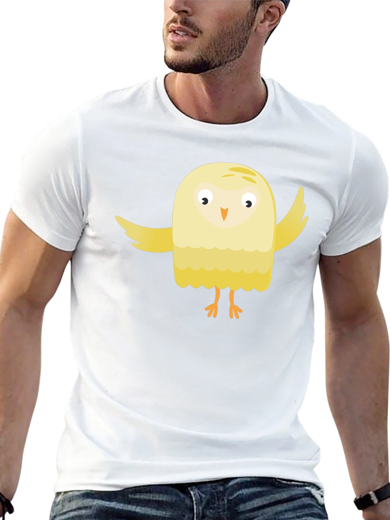 Cute Cartoon Bird Black T-Shirt