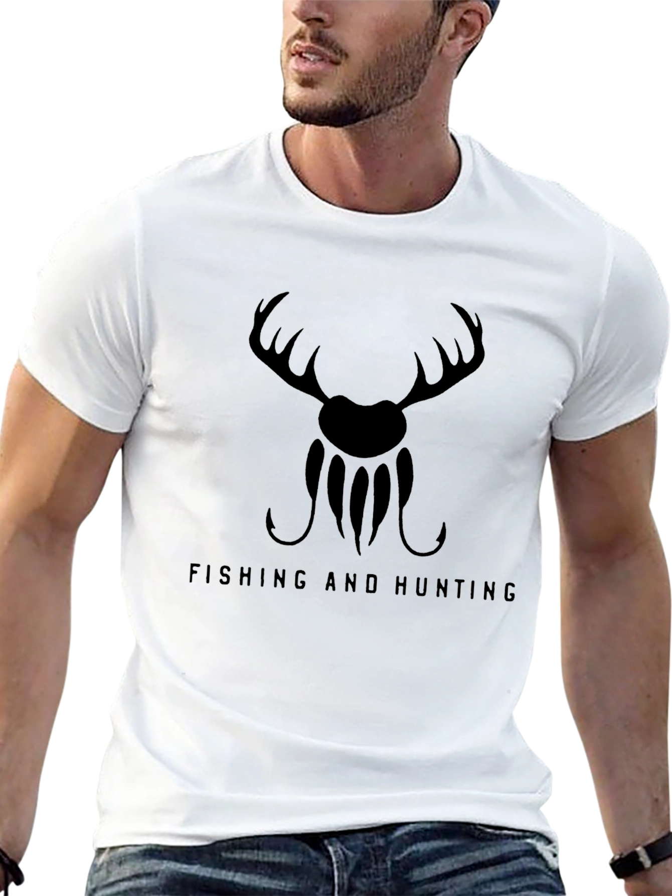 Fishing and Hunting Graphic Tee - Mens Black T-Shirt
