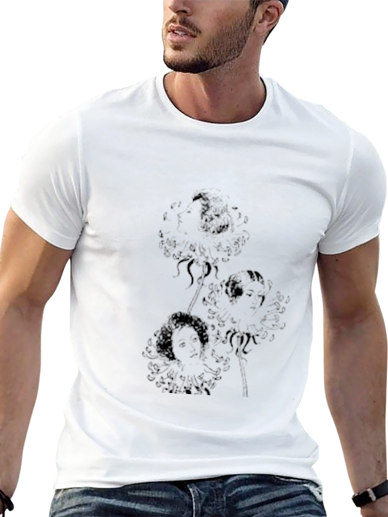 Stylish Black Graphic Print Crew Neck T-Shirt