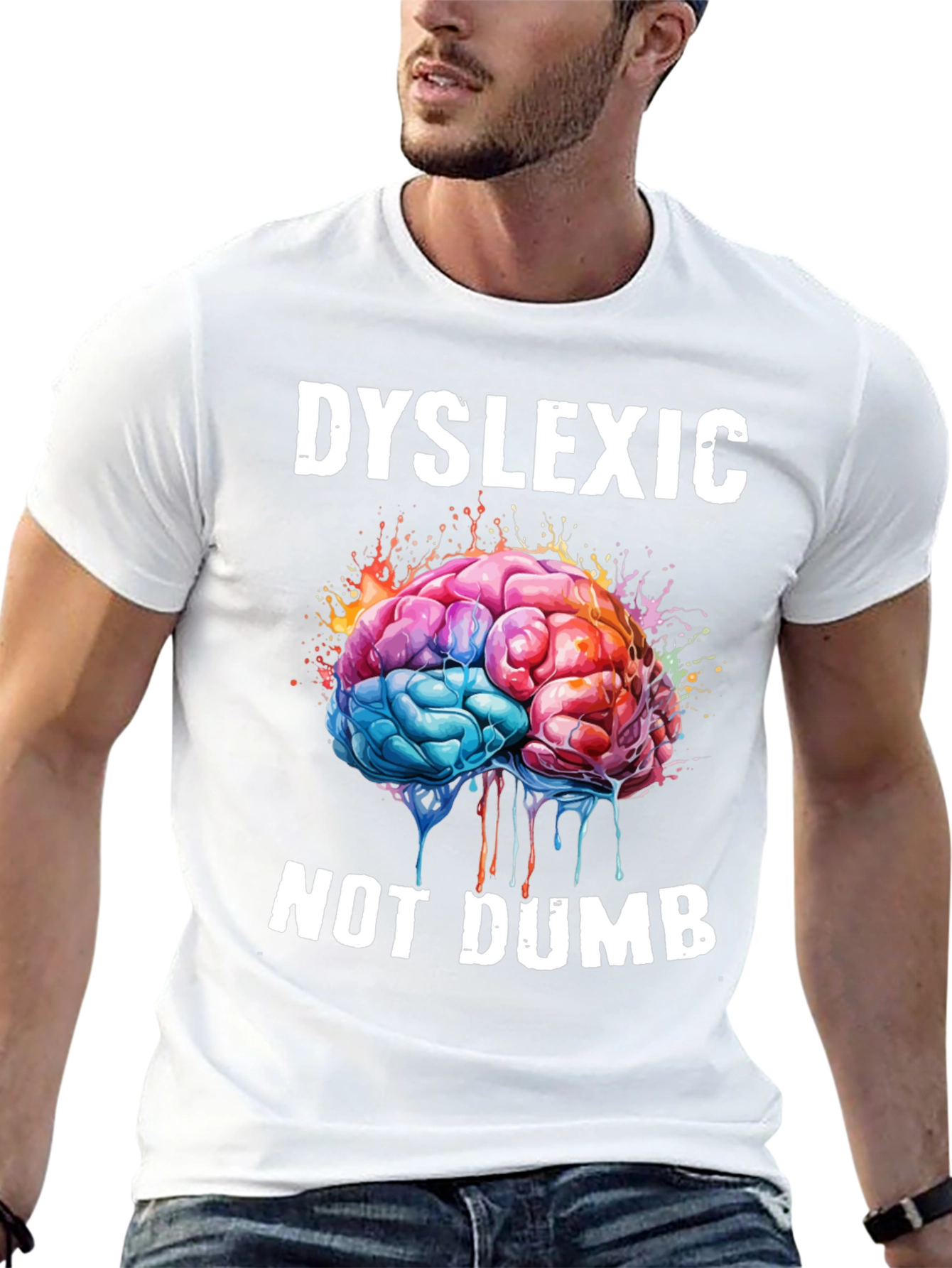 Dyslexic Not Dumb T-Shirt - Brain Graphic Tee