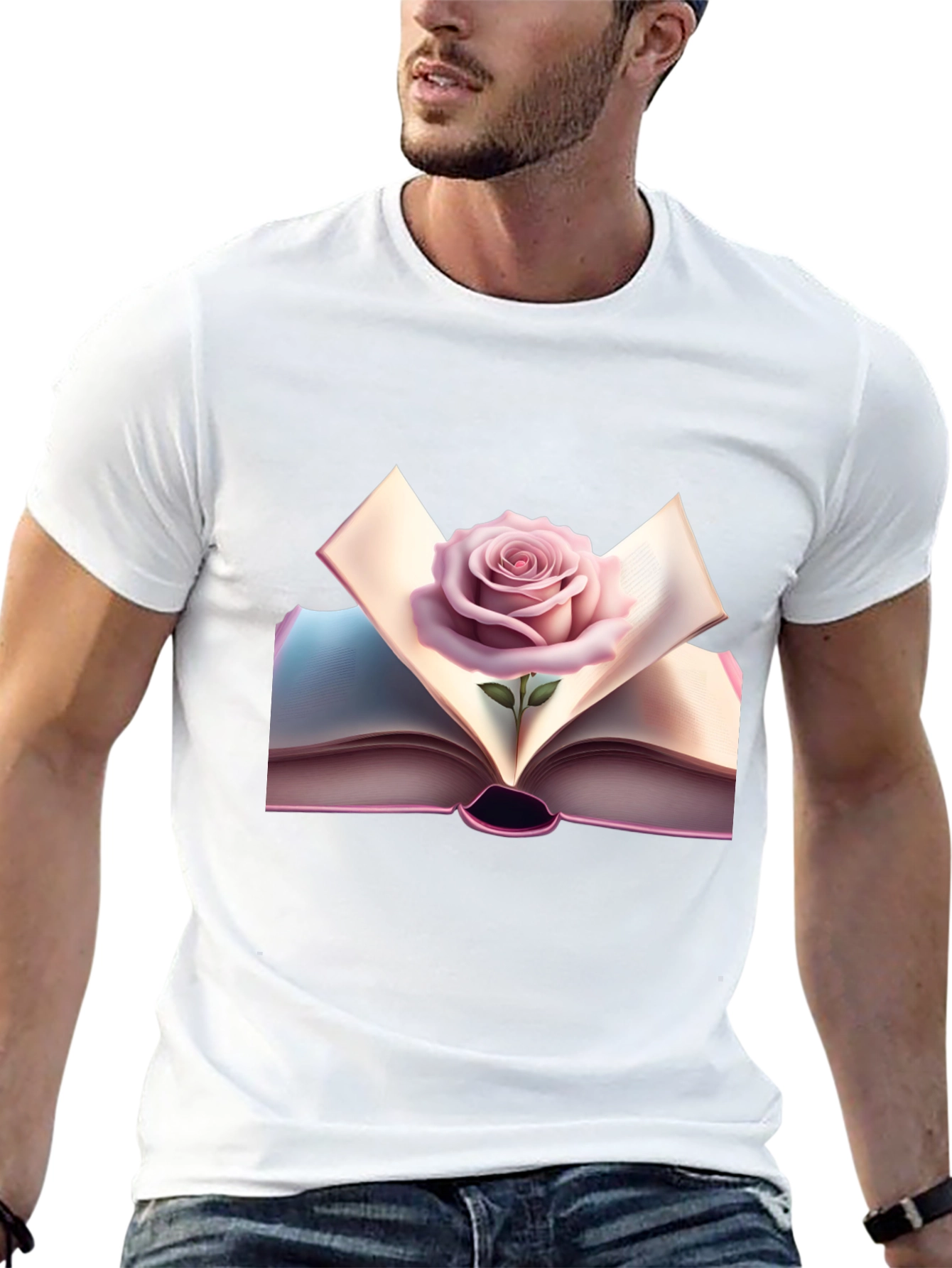 Rose Book Graphic Tee - Stylish & Unique