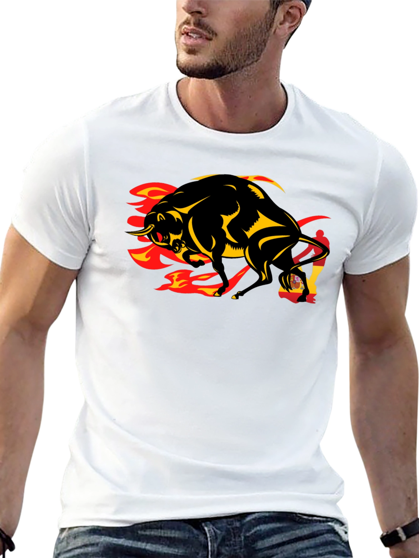 Fiery Bull Graphic Tee - Black