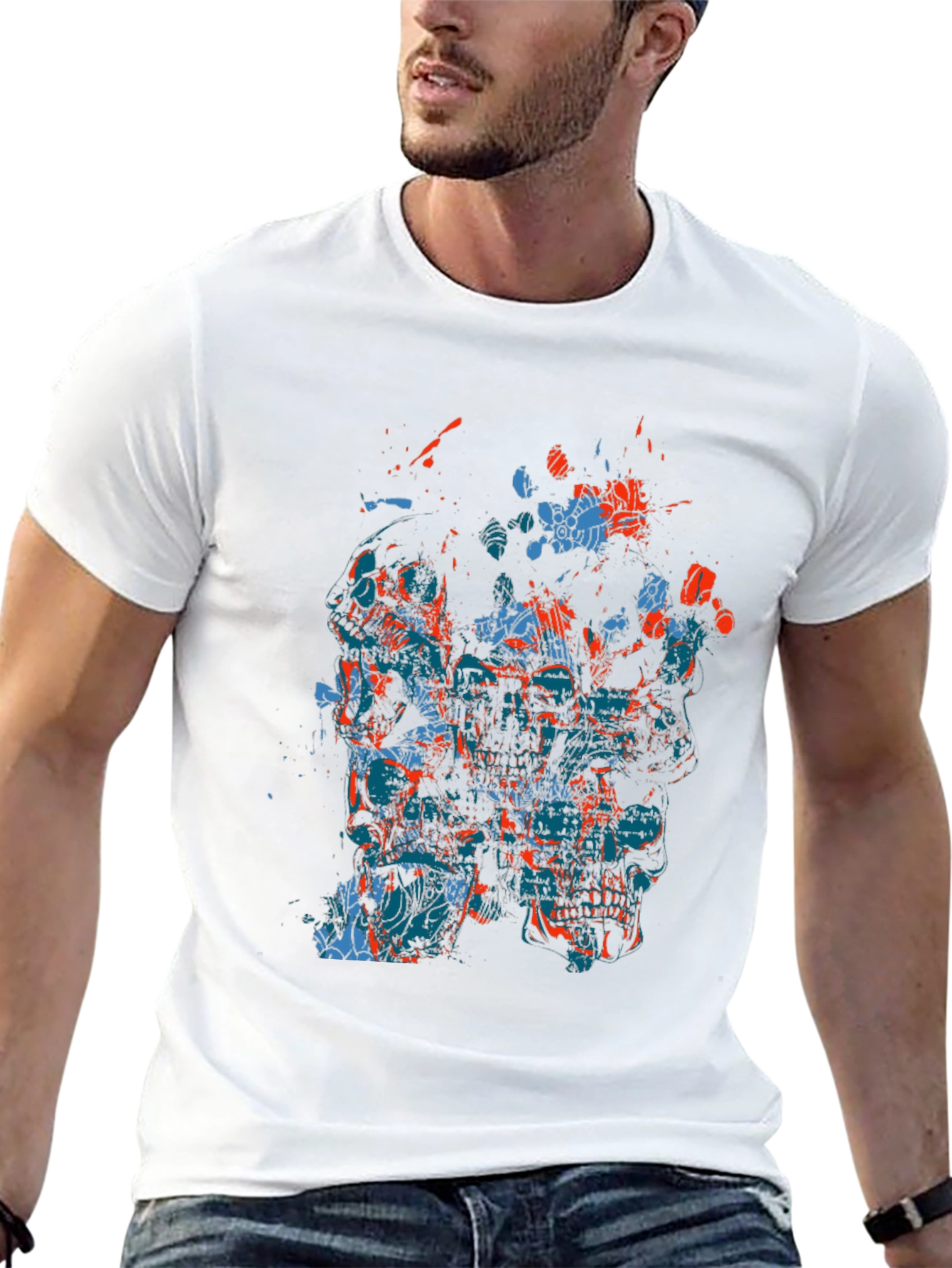 Abstract Skull Graphic Mens Black T-Shirt