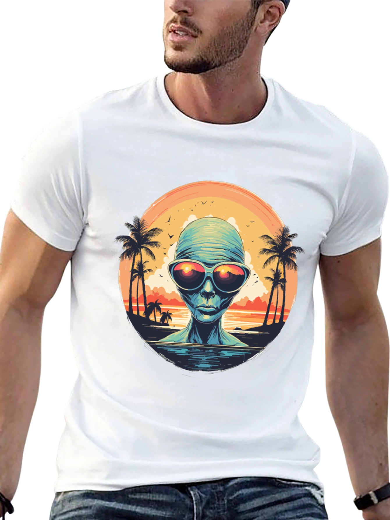 Retro Alien Beach T-Shirt