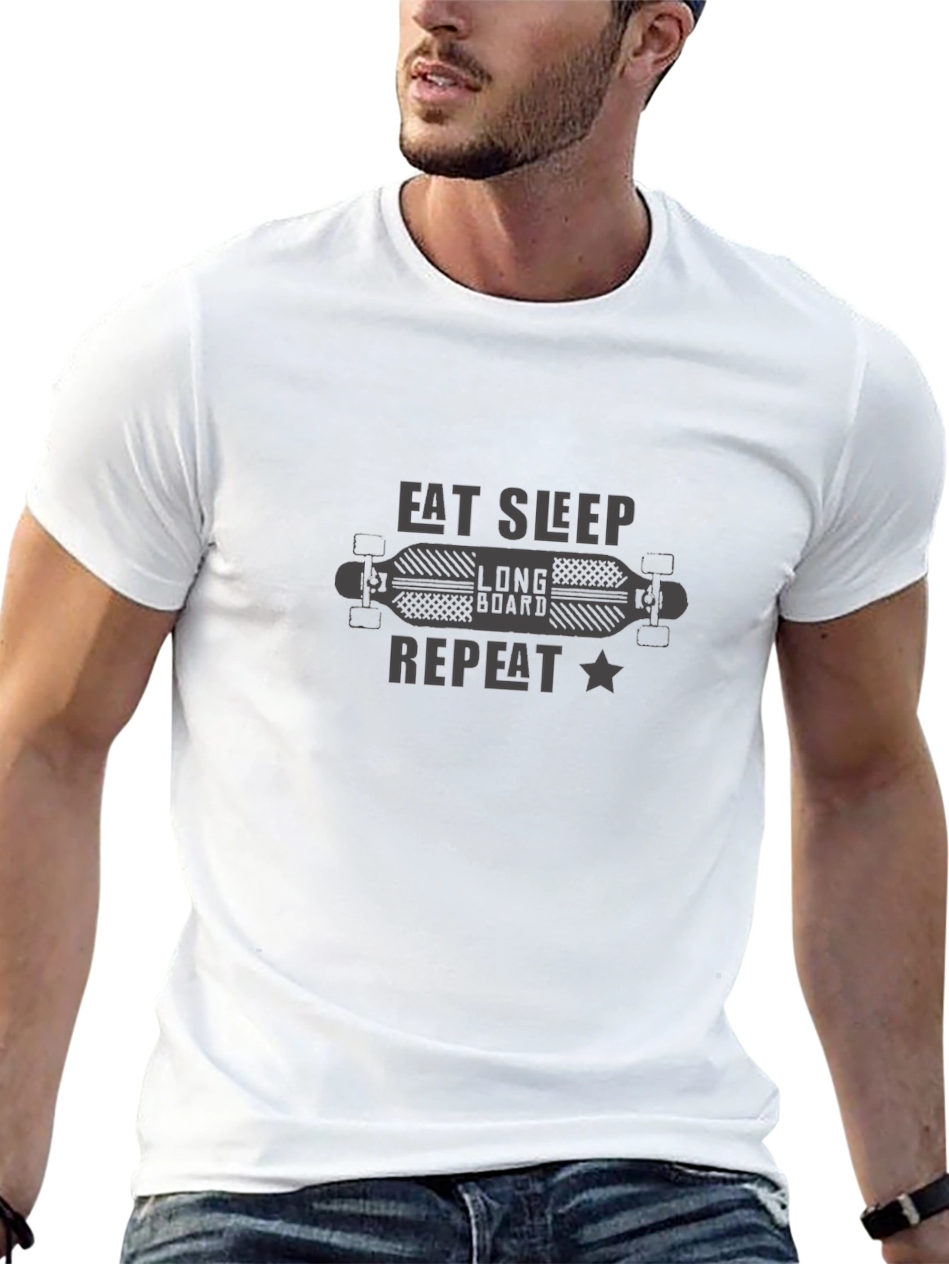 Eat Sleep Longboard Repeat Tee - Skater Style