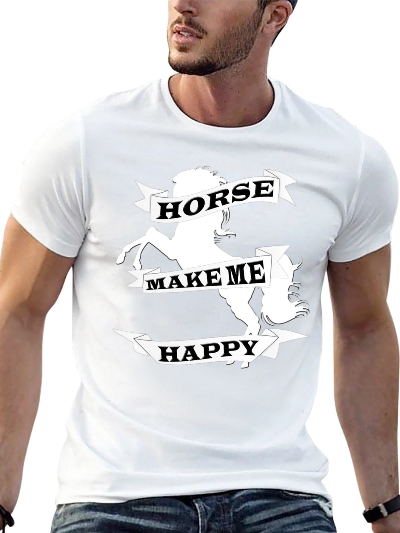 Horse Make Me Happy Graphic Tee - Black
