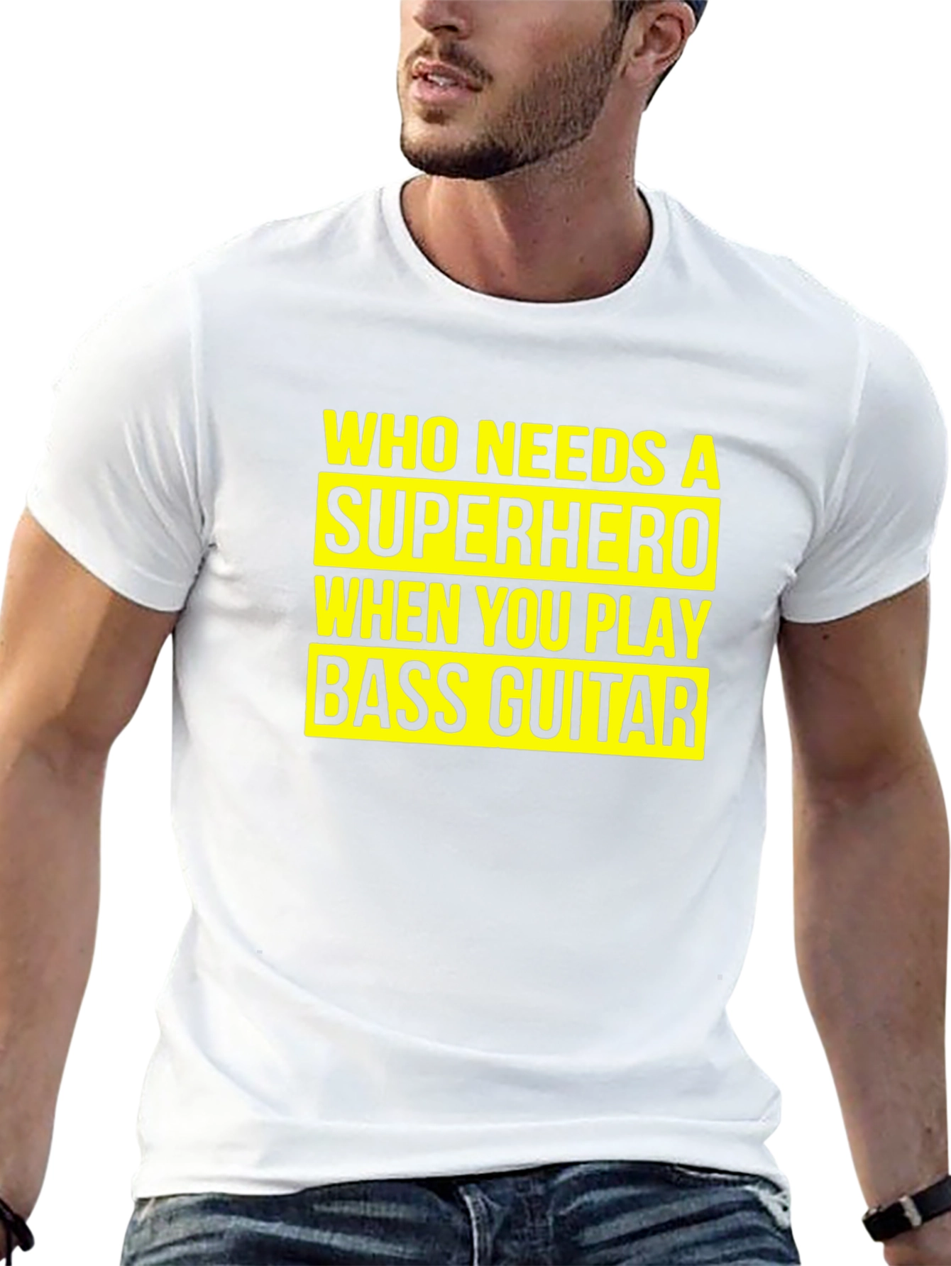 Bass Guitar Superhero T-Shirt - Musician Novelty Tee