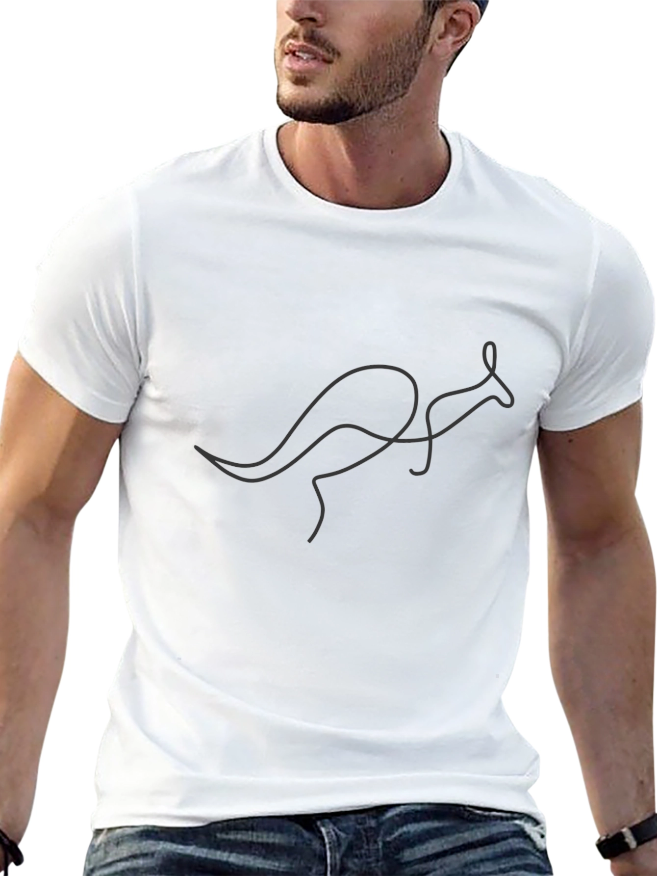 Minimalist Kangaroo Graphic Tee - Black